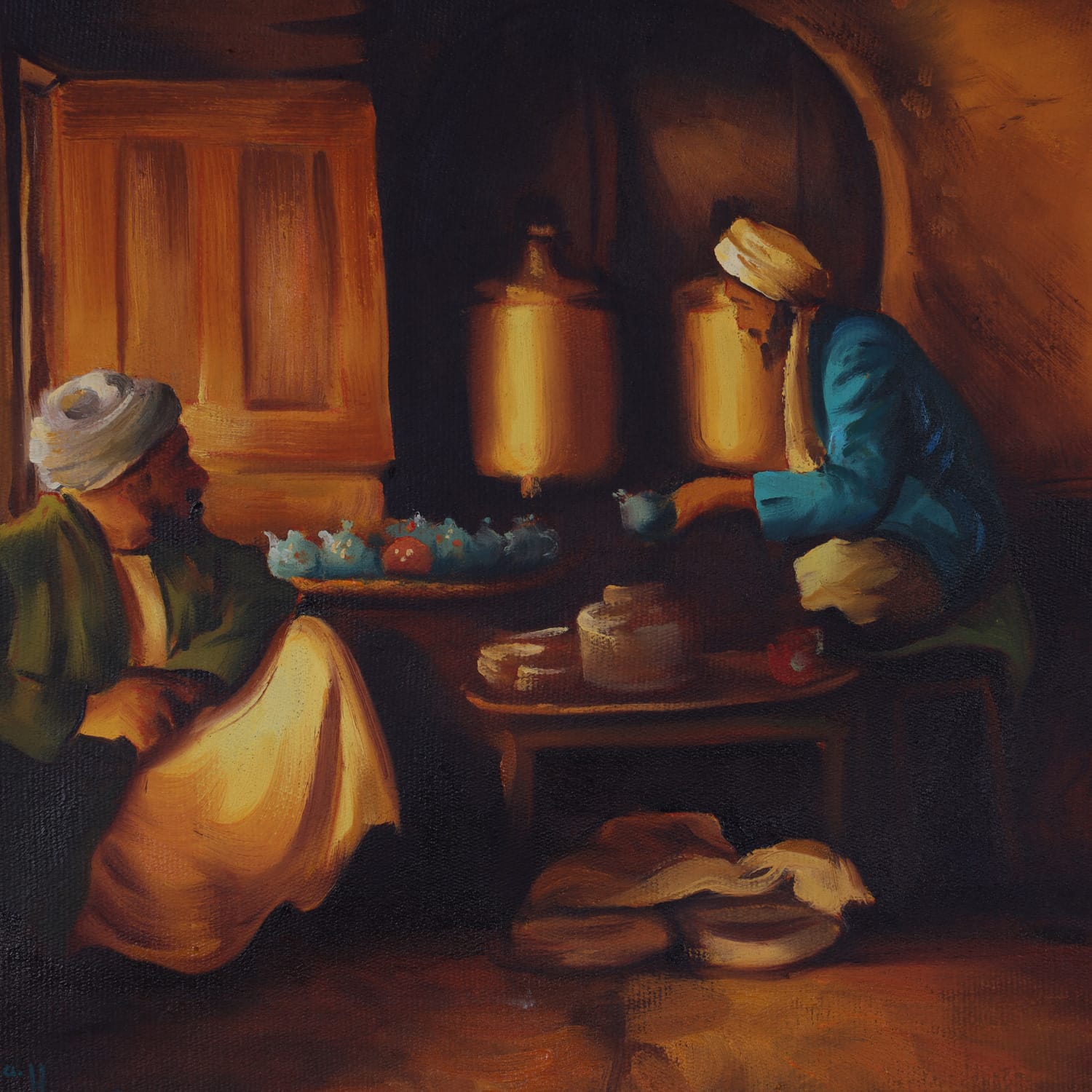 Local Tea Shop Art – Hand-Painted Oil Artwork
