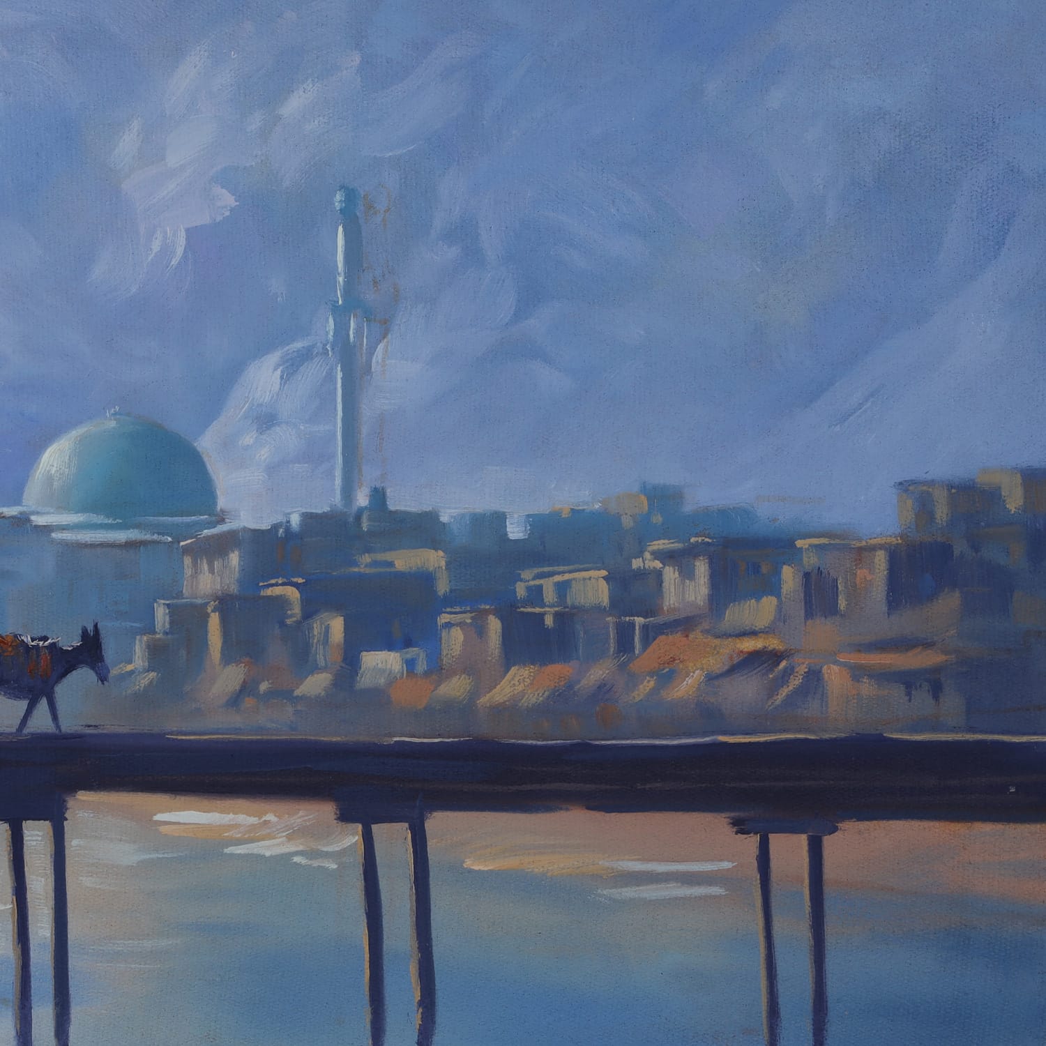 Kabul Serenity Masjid Pul-e-Kheshti Oil Painting (16 x 22 Inches)