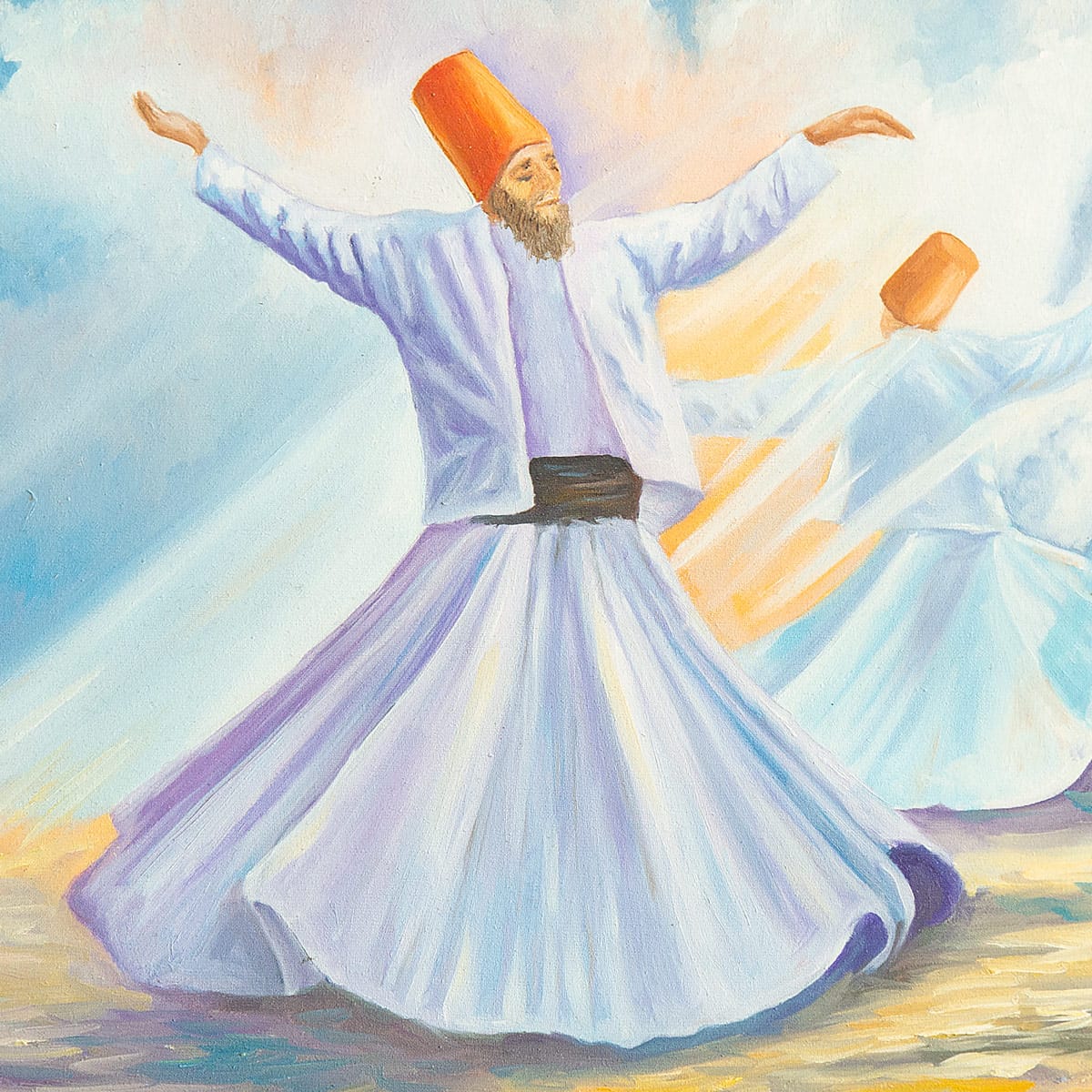 Whirling Dervishes Sufi Dance Painting – Mystical Movement of Devotion Painting -