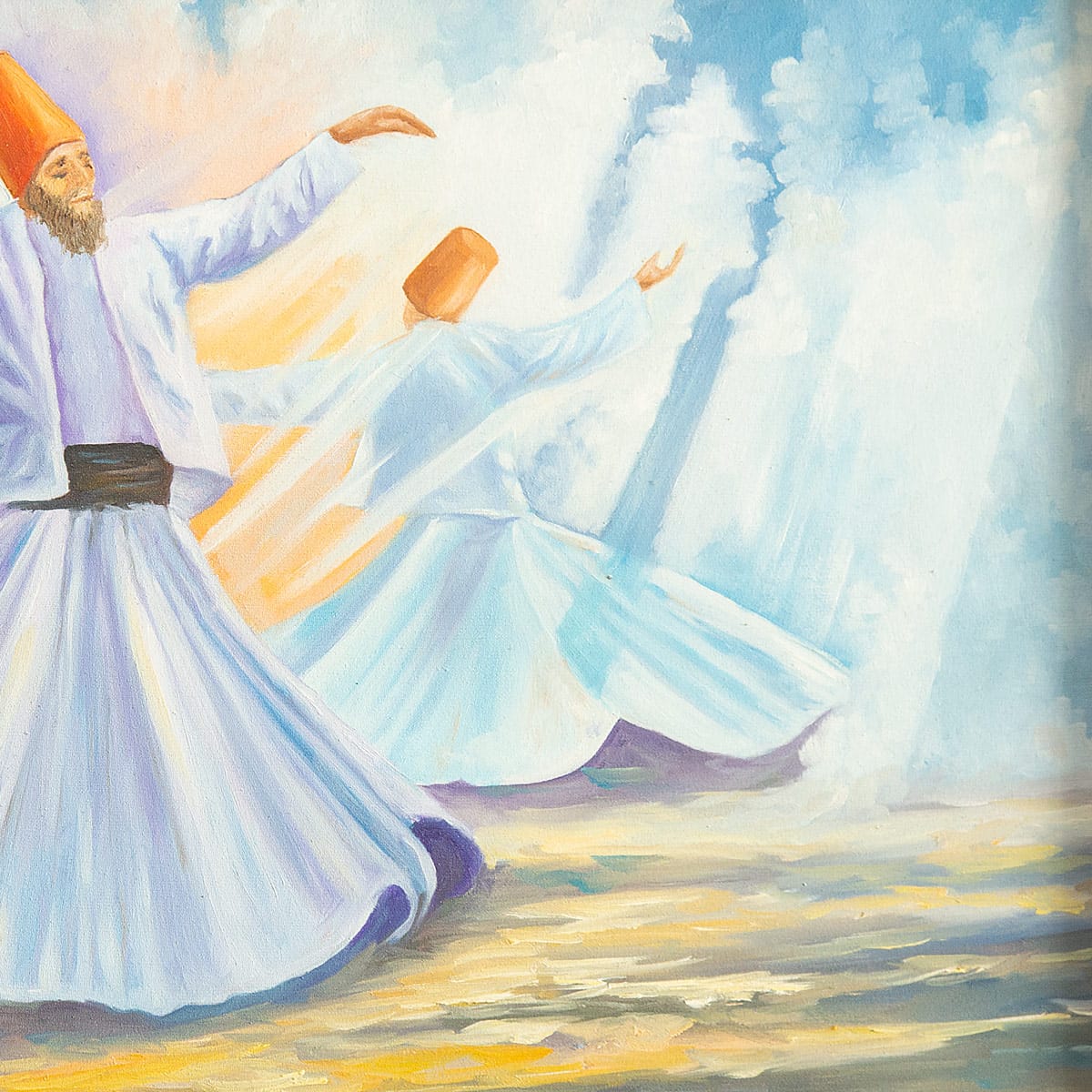 Whirling Dervishes Sufi Dance Painting – Mystical Movement of Devotion Painting -