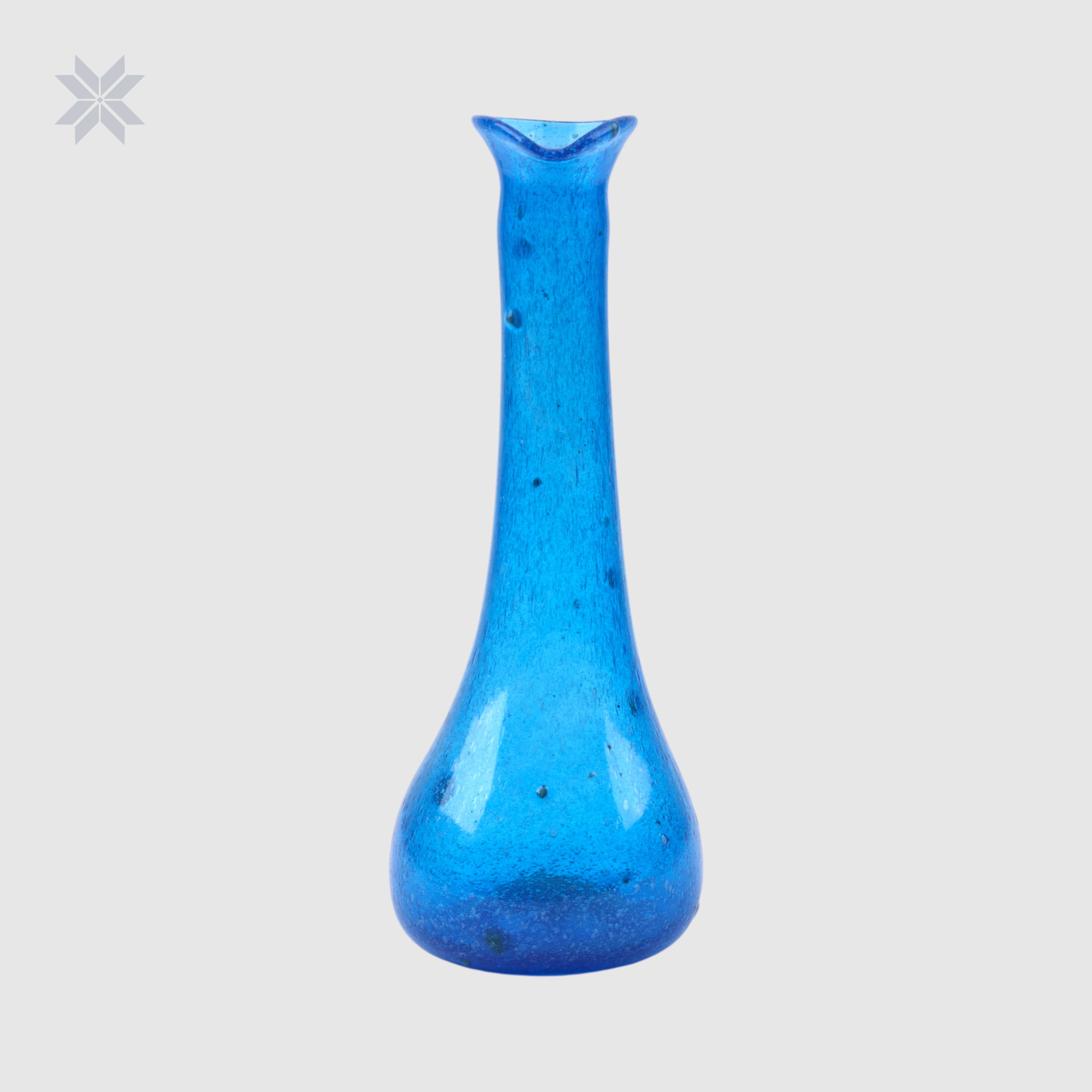 Vase Hand-Blown Afghan Blue Glass Vase – Long Neck Jack Gardan Daraaz
