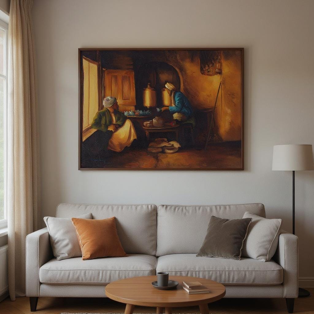 Local Tea Shop Art – Hand-Painted Oil Artwork
