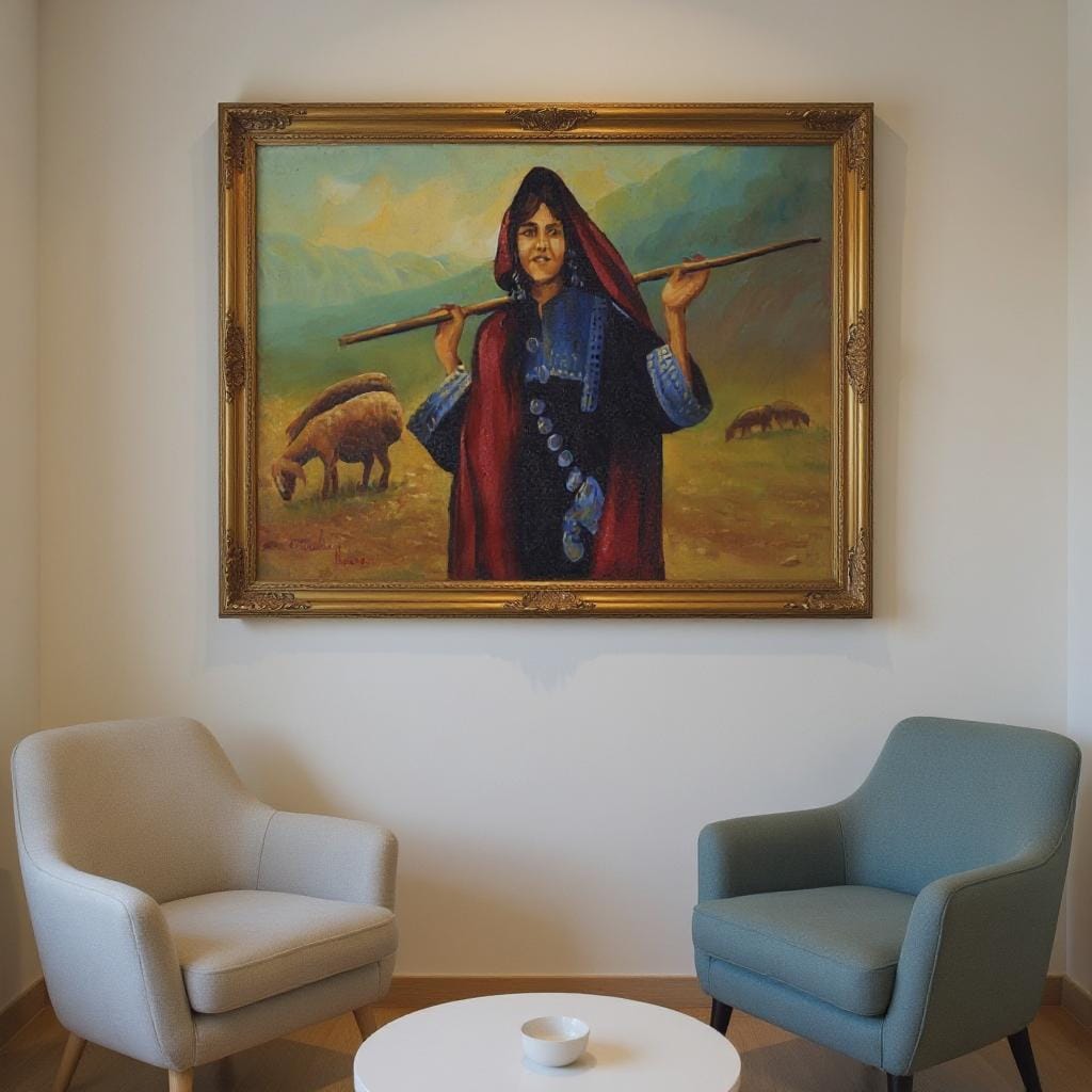 The Shepherd Girl  Hand-Painted Afghan Oil Painting