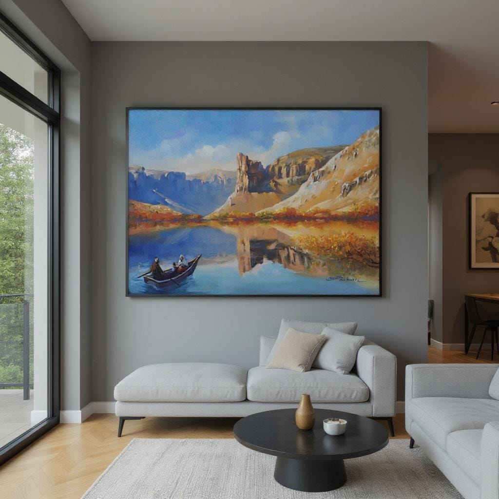 Oil Painting Band-e-Amir Serene Afghan Landscape