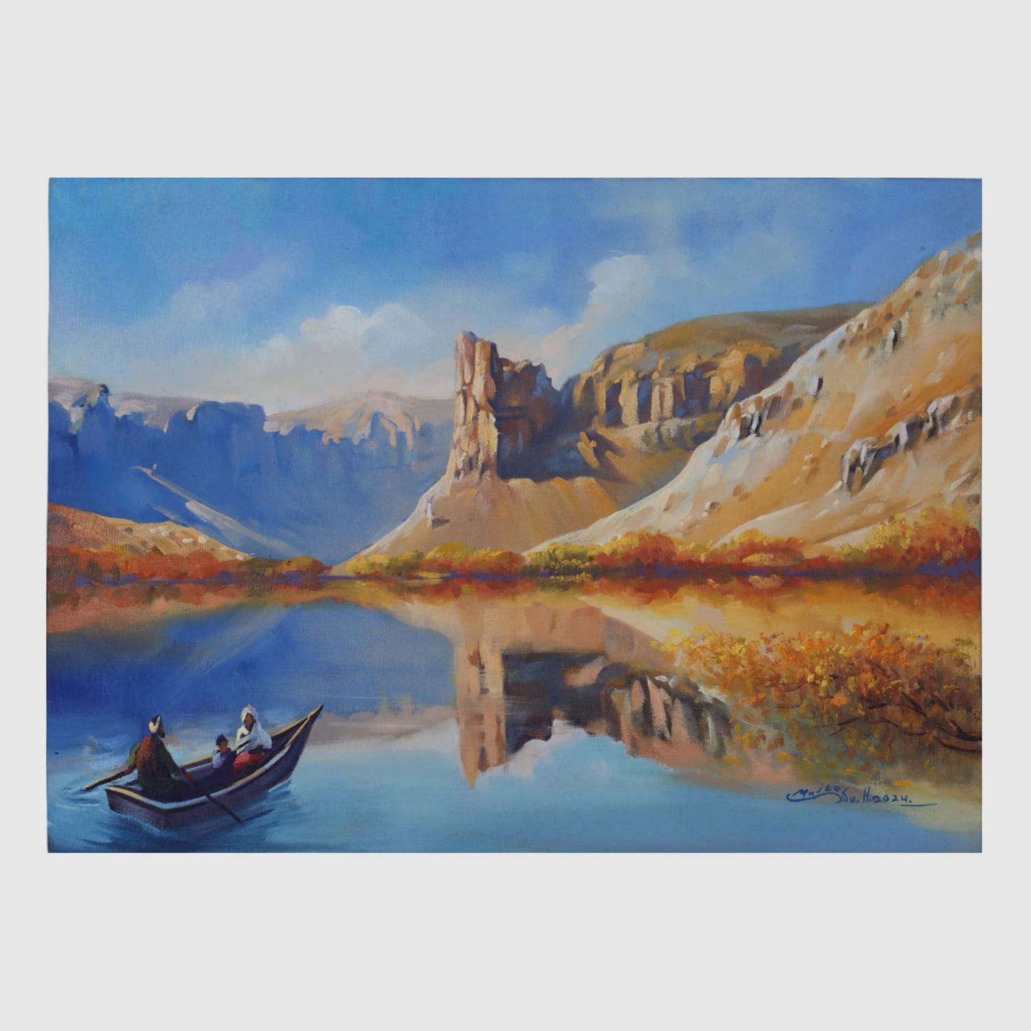 Oil Painting Band-e-Amir Serene Afghan Landscape