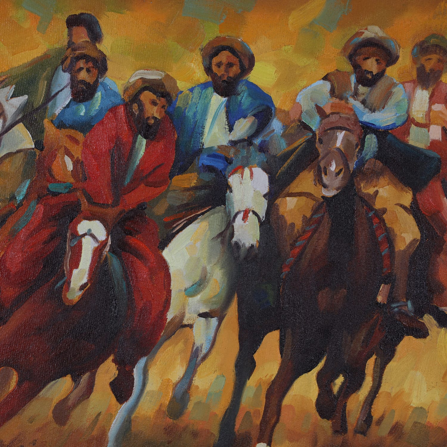 Oil Painting Buzkashi