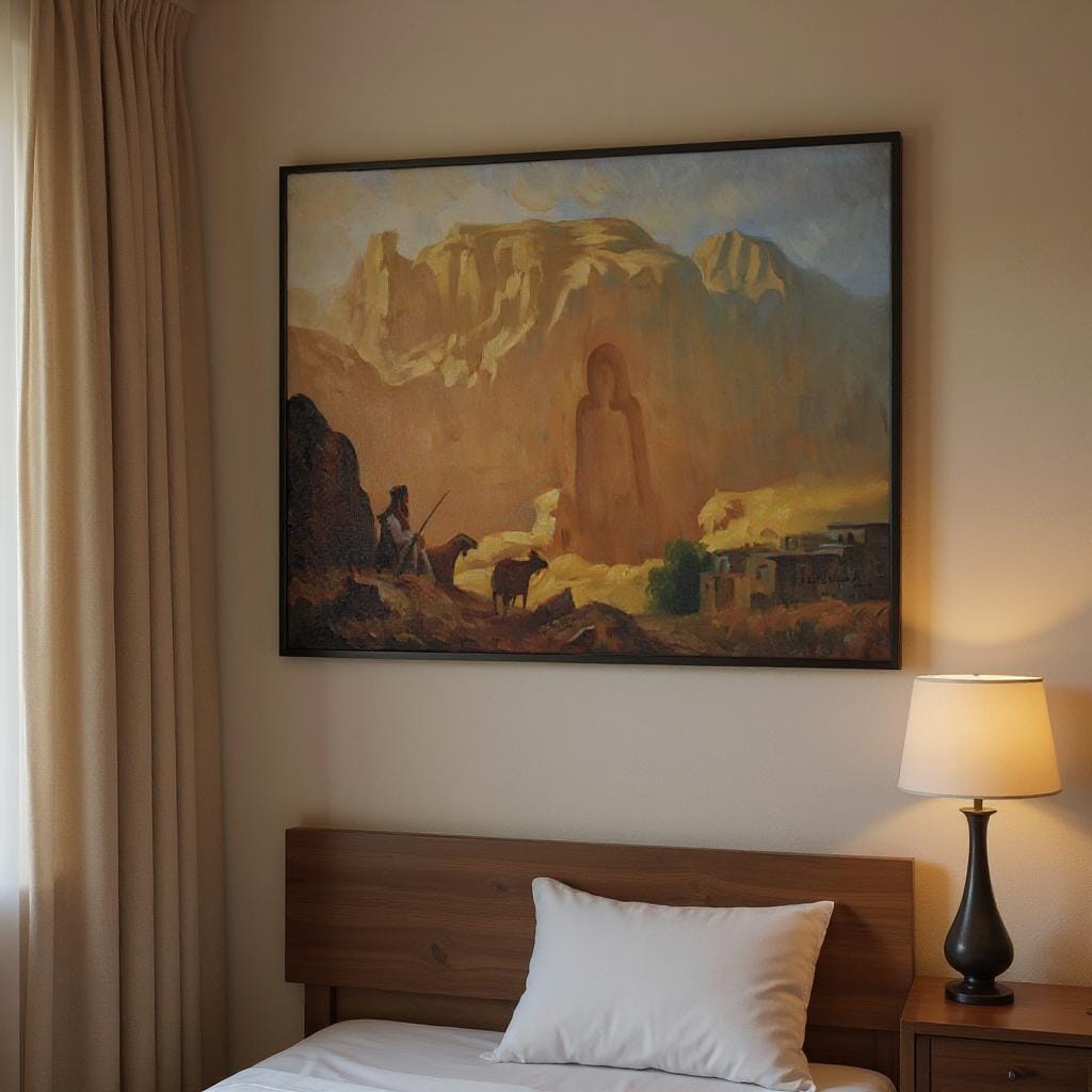 Oil Painting of Bamiyan Buddha