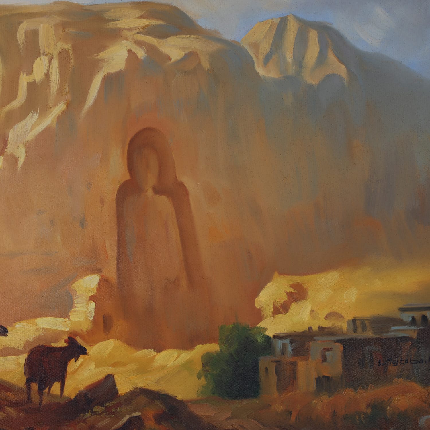Oil Painting of Bamiyan Buddha