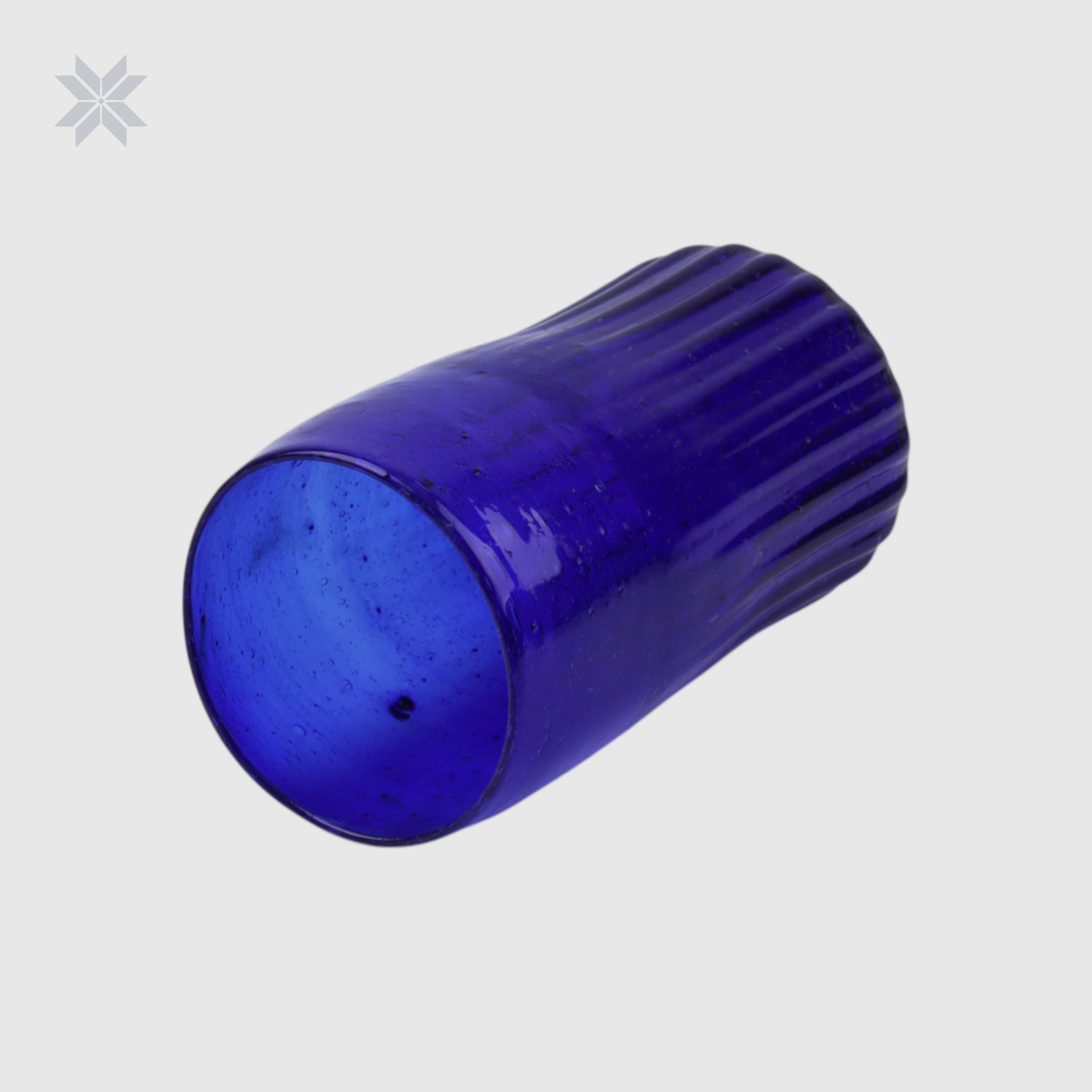 Handblown Blue Glass Tumblers Set of 6