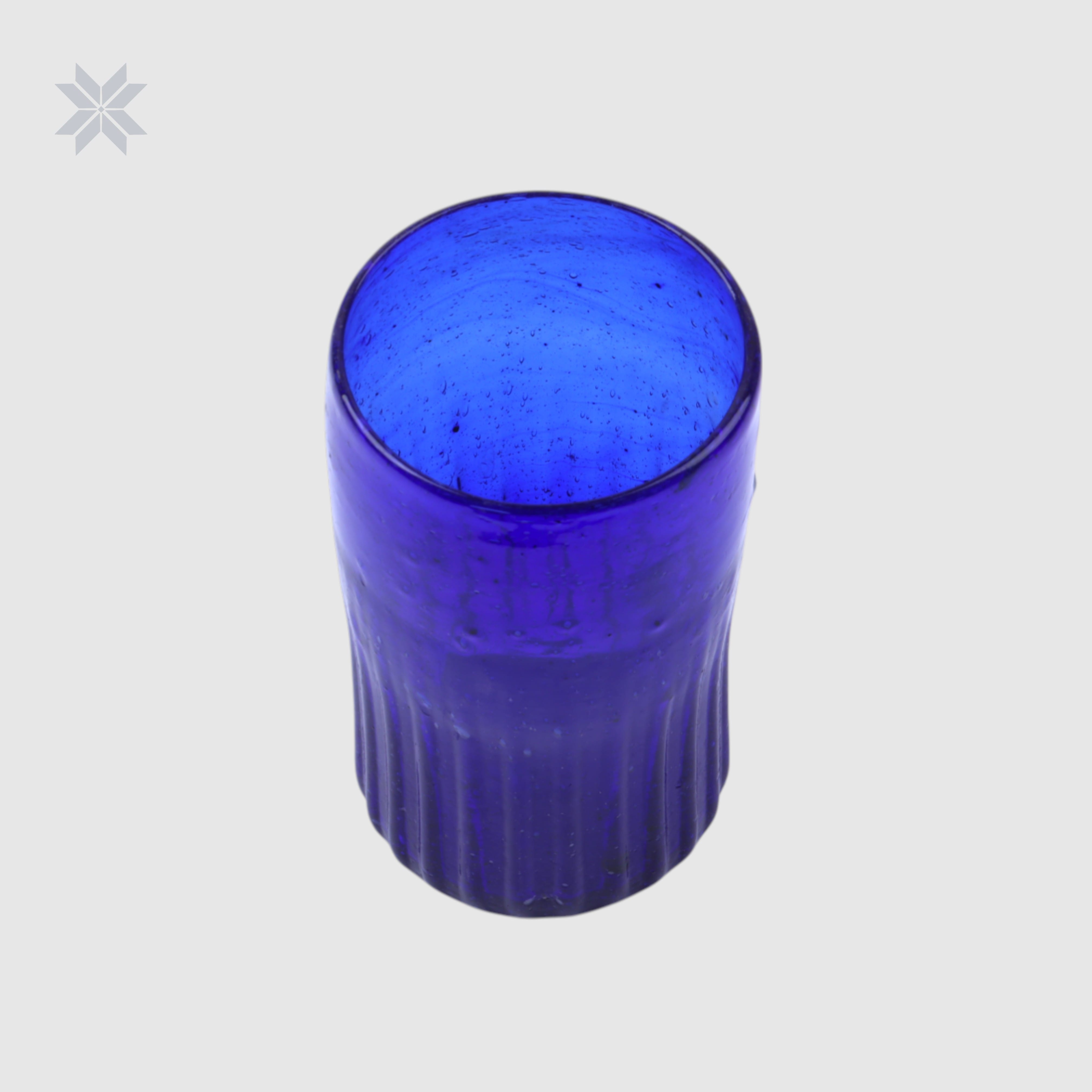 Handblown Blue Glass Tumblers Set of 6