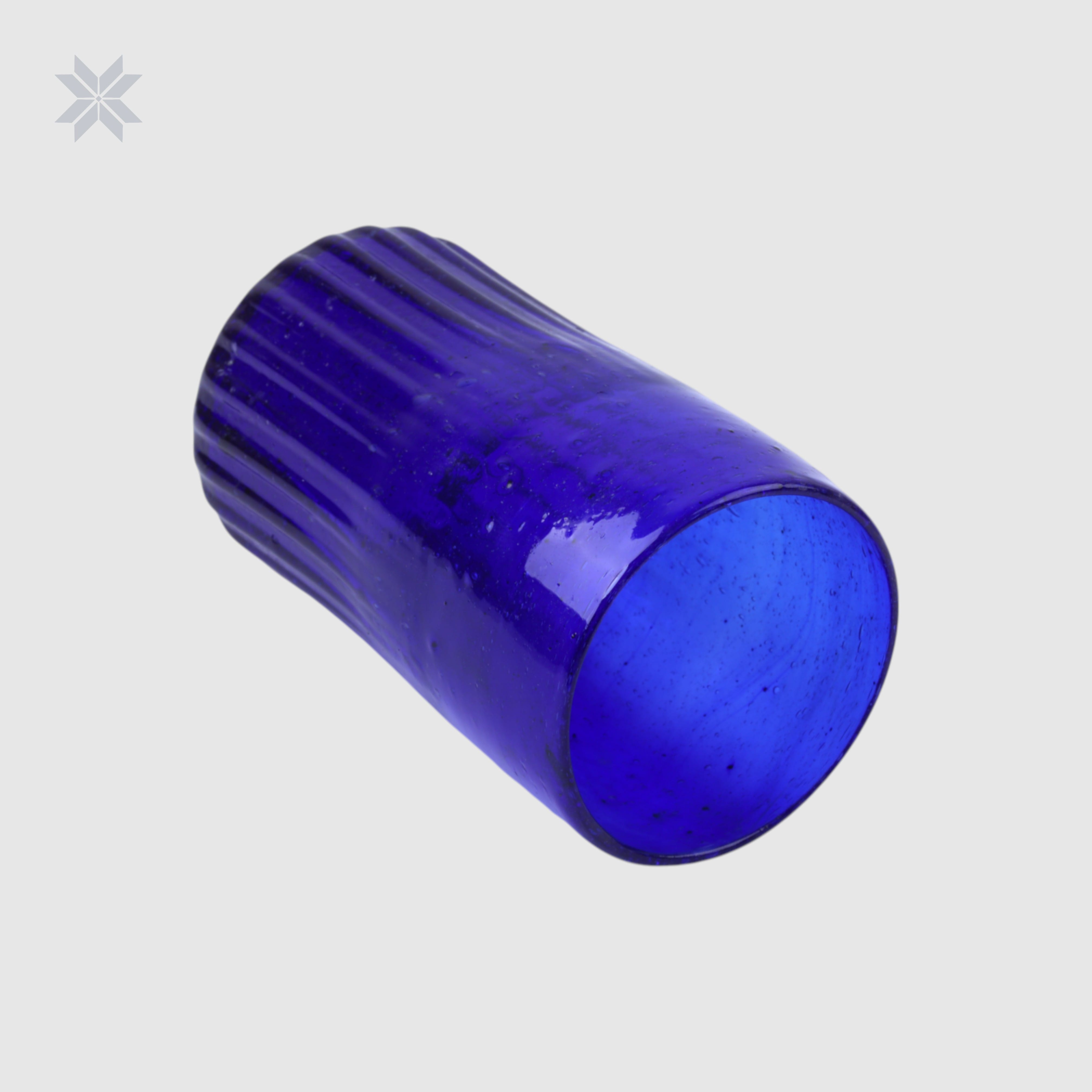 Handblown Blue Glass Tumblers Set of 6