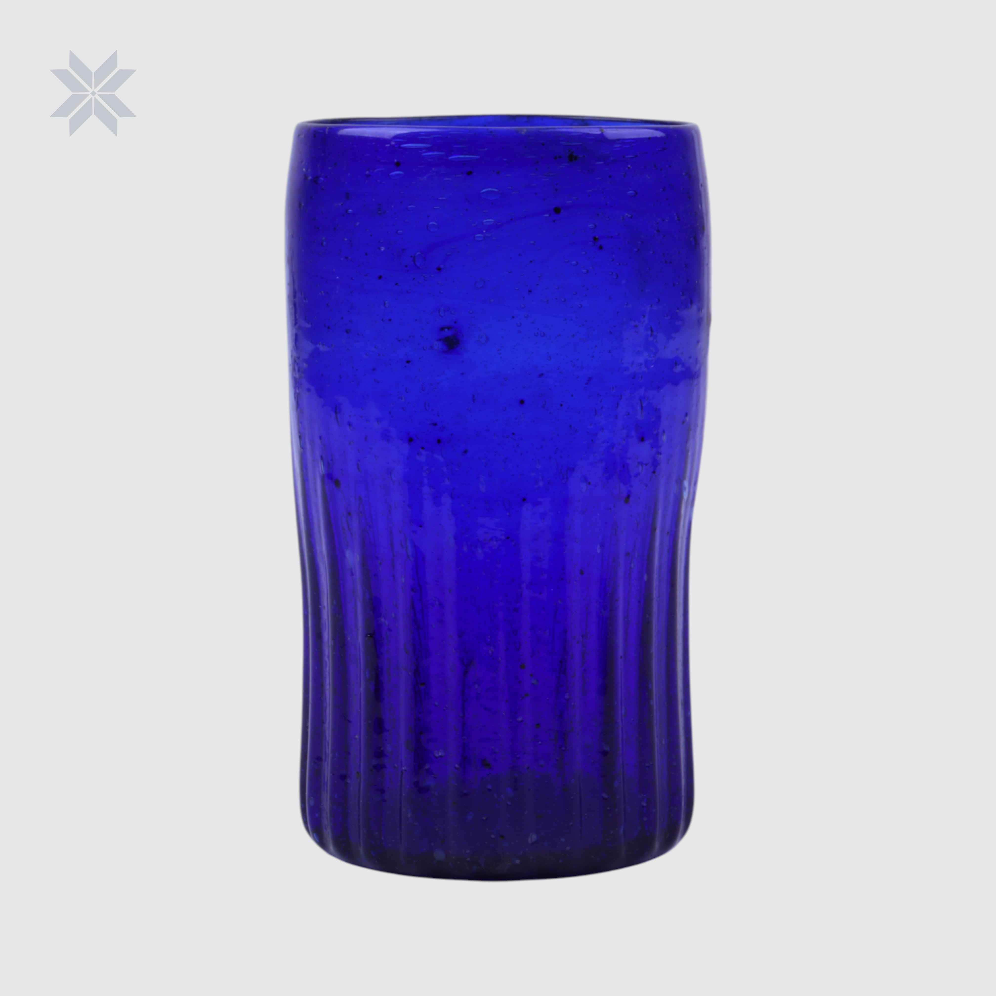 Handblown Blue Glass Tumblers Set of 6