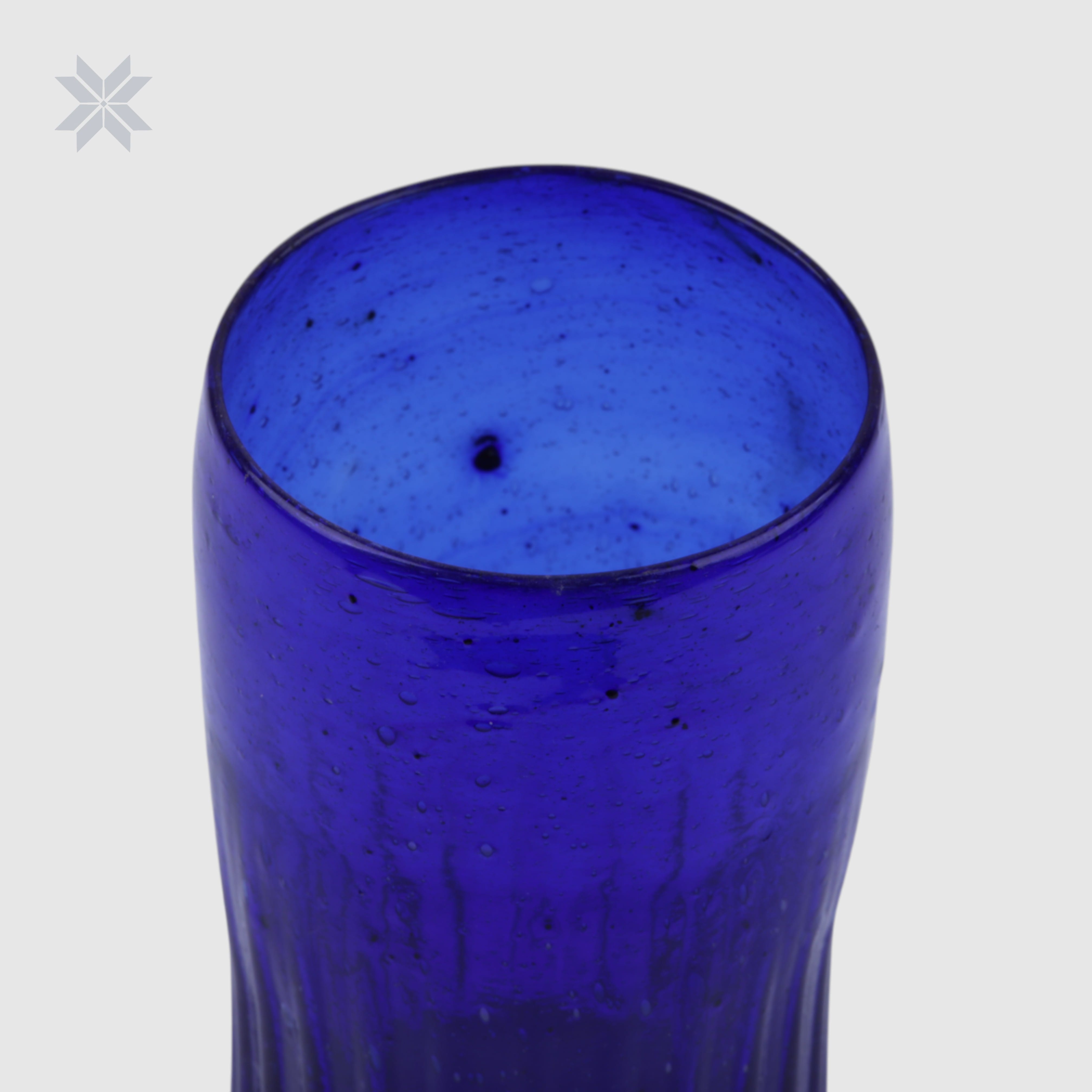 Handblown Blue Glass Tumblers Set of 6