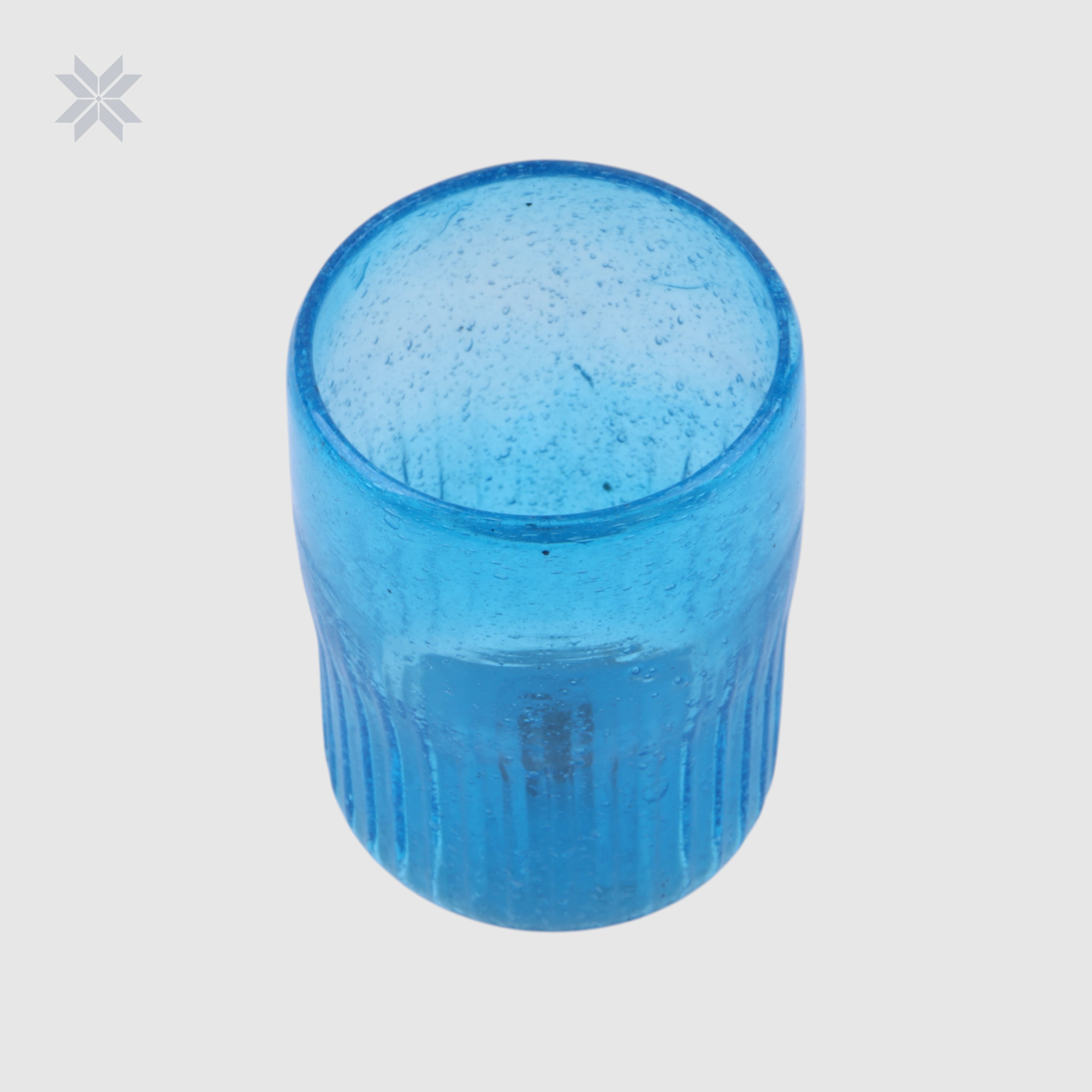 Set of 6, Turquoise Blue Handblown Glass Tumbler