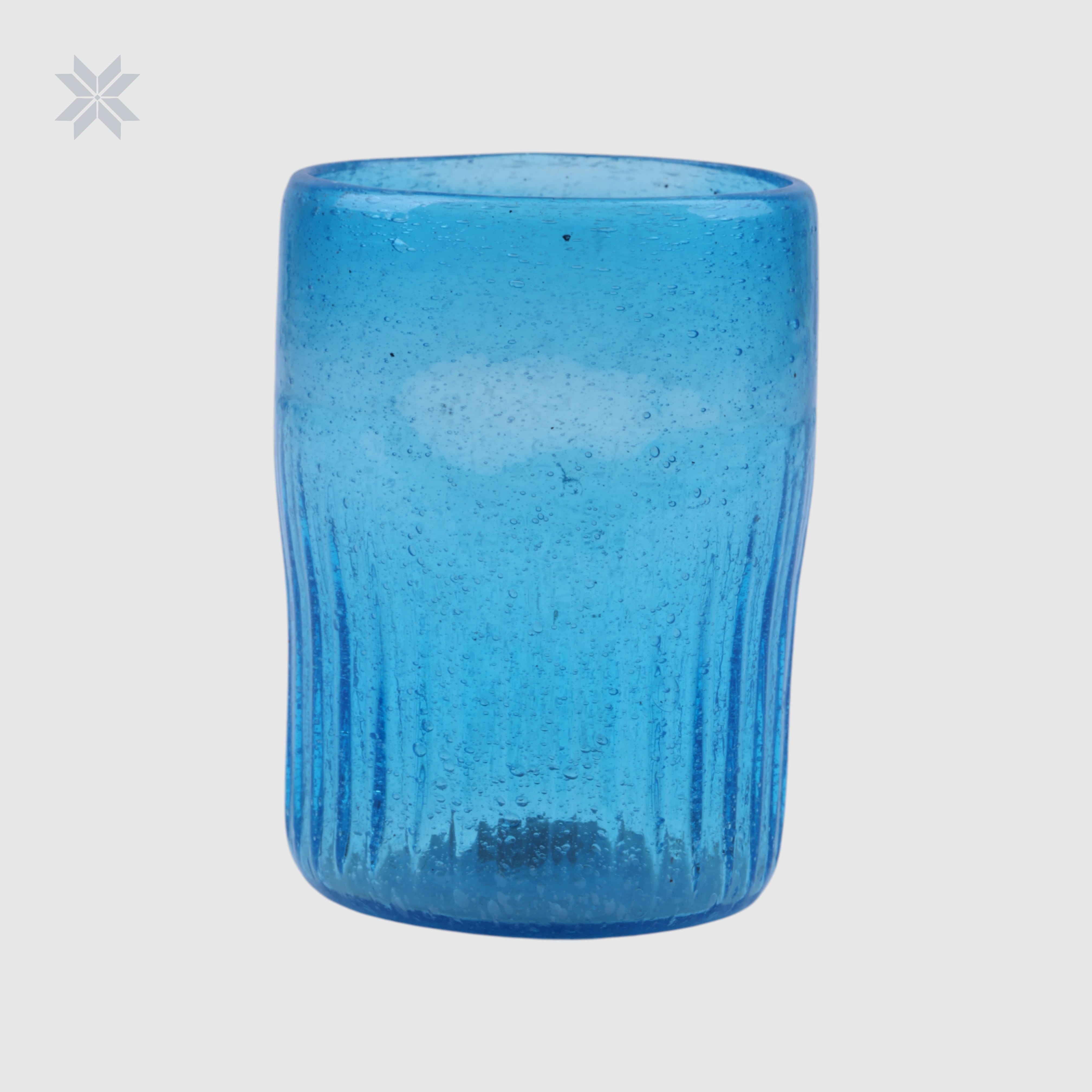 Set of 6, Turquoise Blue Handblown Glass Tumbler