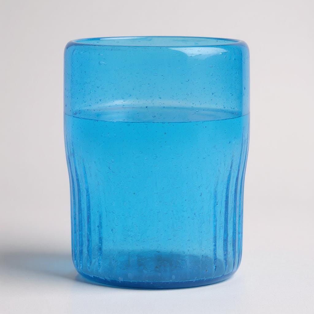 Set of 6, Turquoise Blue Handblown Glass Tumbler