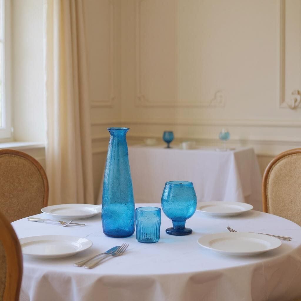 Sky Blue Glassware Set, Vase & Two Glasses 3 Pcs