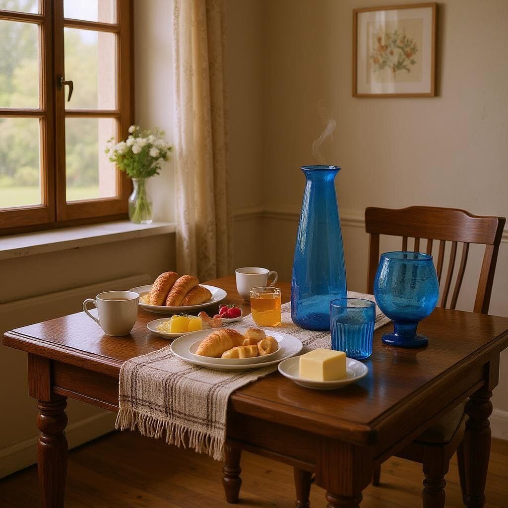 Sky Blue Glassware Set, Vase & Two Glasses 3 Pcs