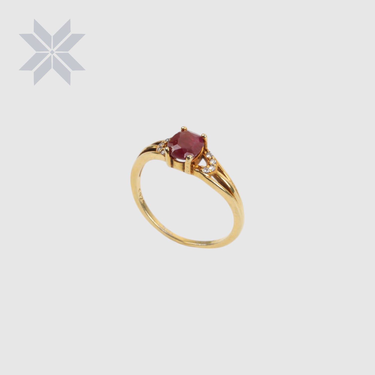 Ruby Gold-Plated Sterling Silver Women Ring