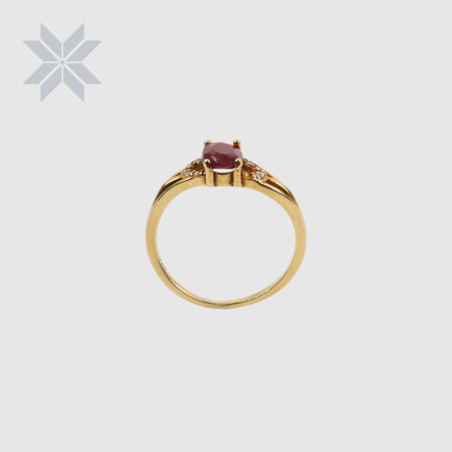 Ruby Gold-Plated Sterling Silver Women Ring