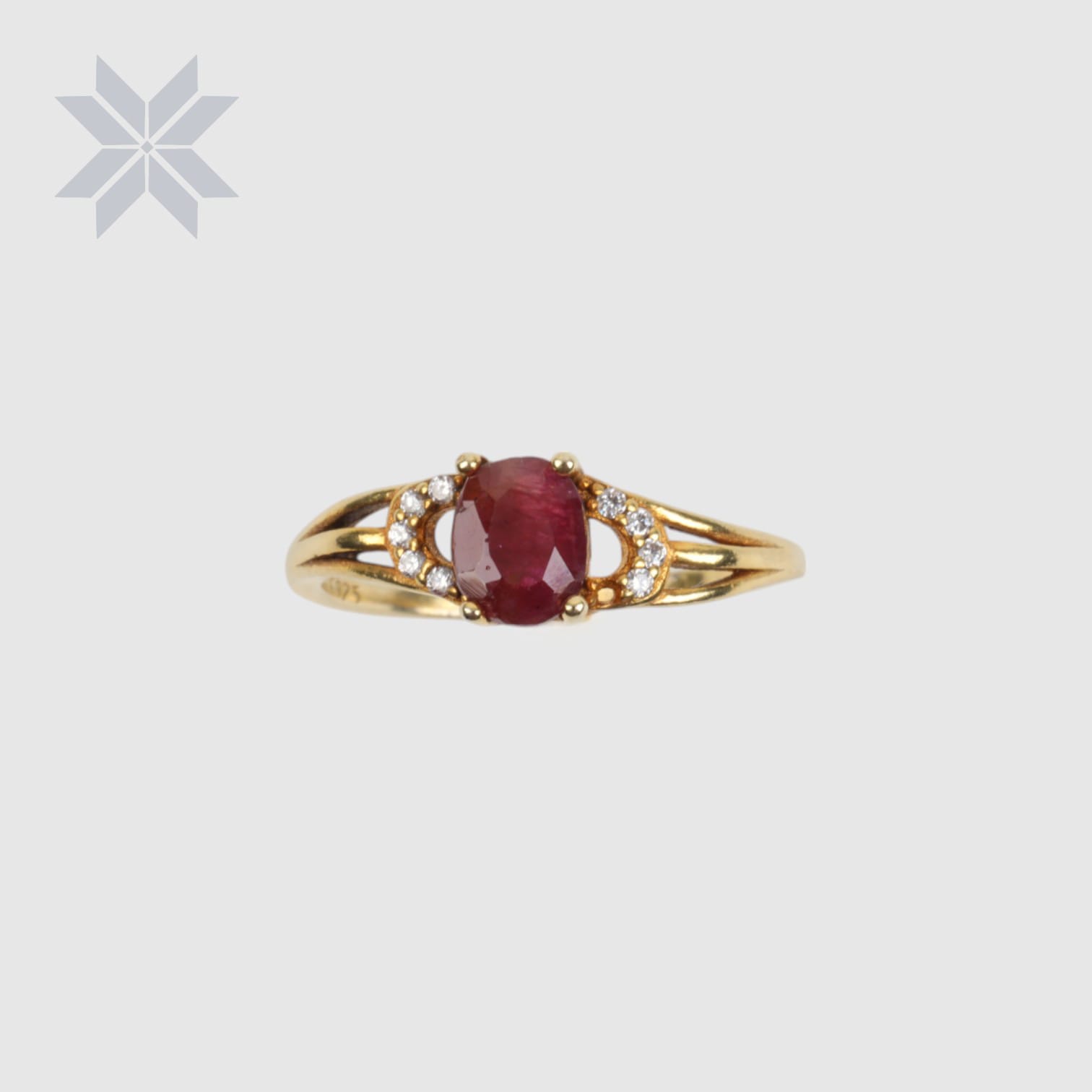 Ruby Gold-Plated Sterling Silver Women Ring