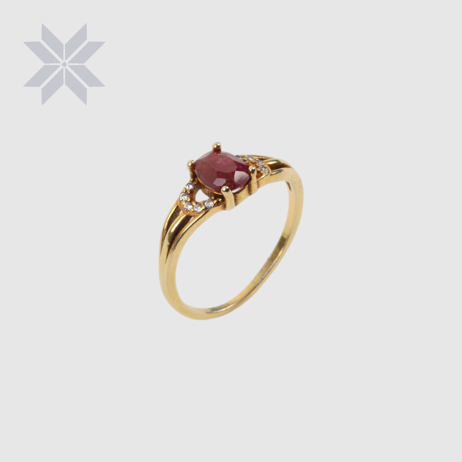 Ruby Gold-Plated Sterling Silver Women Ring