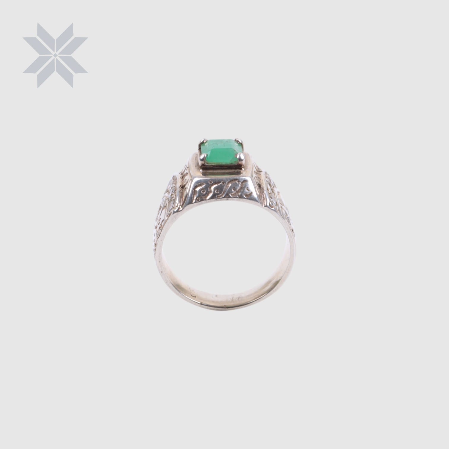 Emerald Stone Men's Ring – 925 Sterling Silver