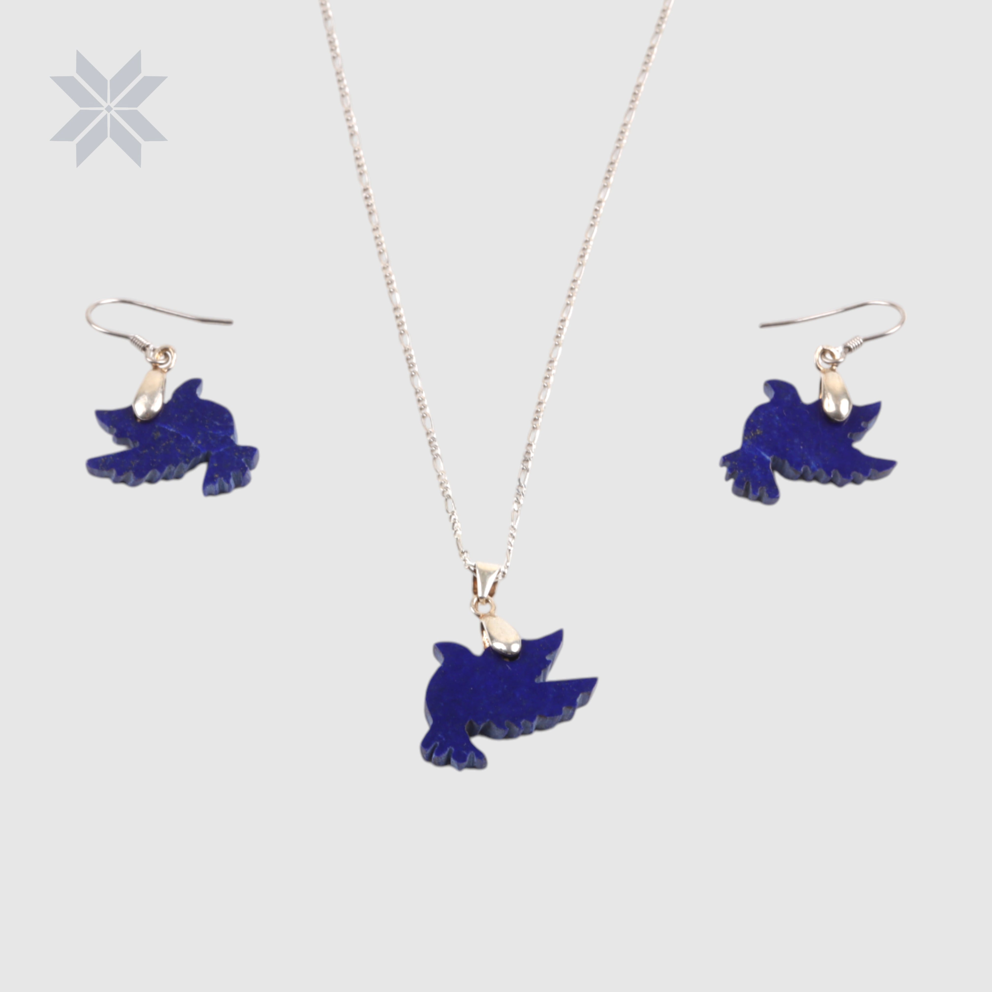 Lapis Lazuli Dove Set Handcrafted with Silver, Lightweight
