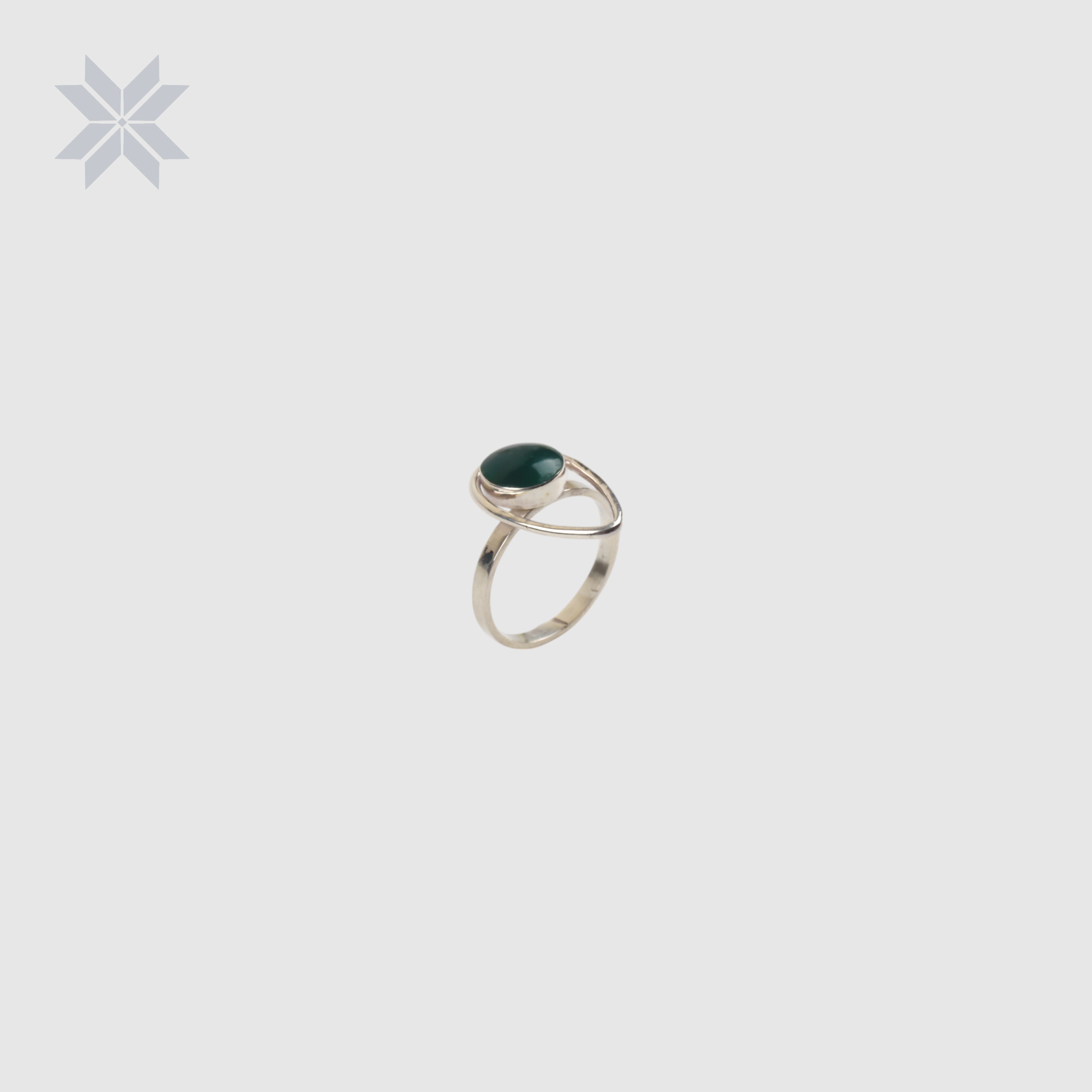 Green Agate “Deer Eye” Necklace, Earing, Ring Set