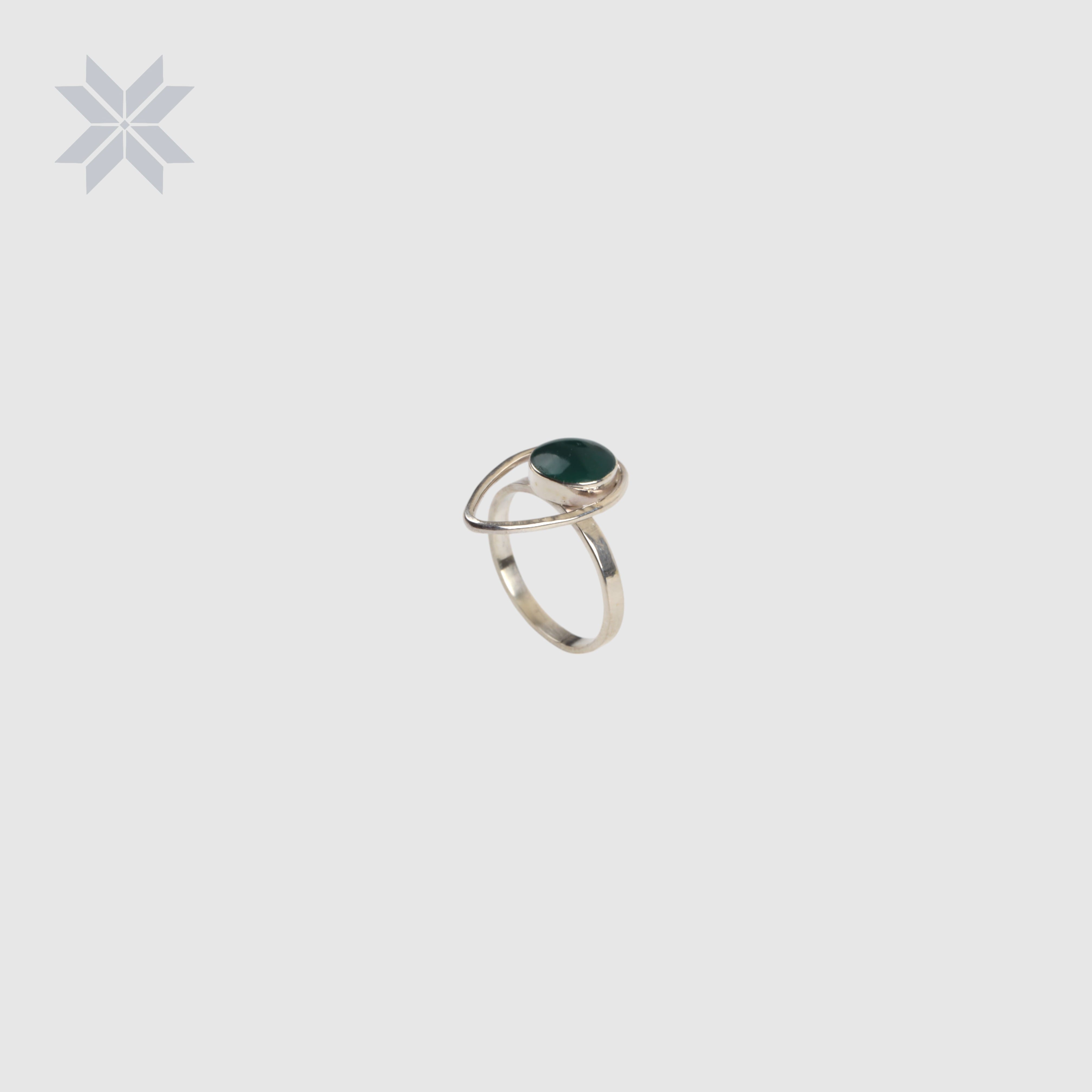 Green Agate “Deer Eye” Necklace, Earing, Ring Set