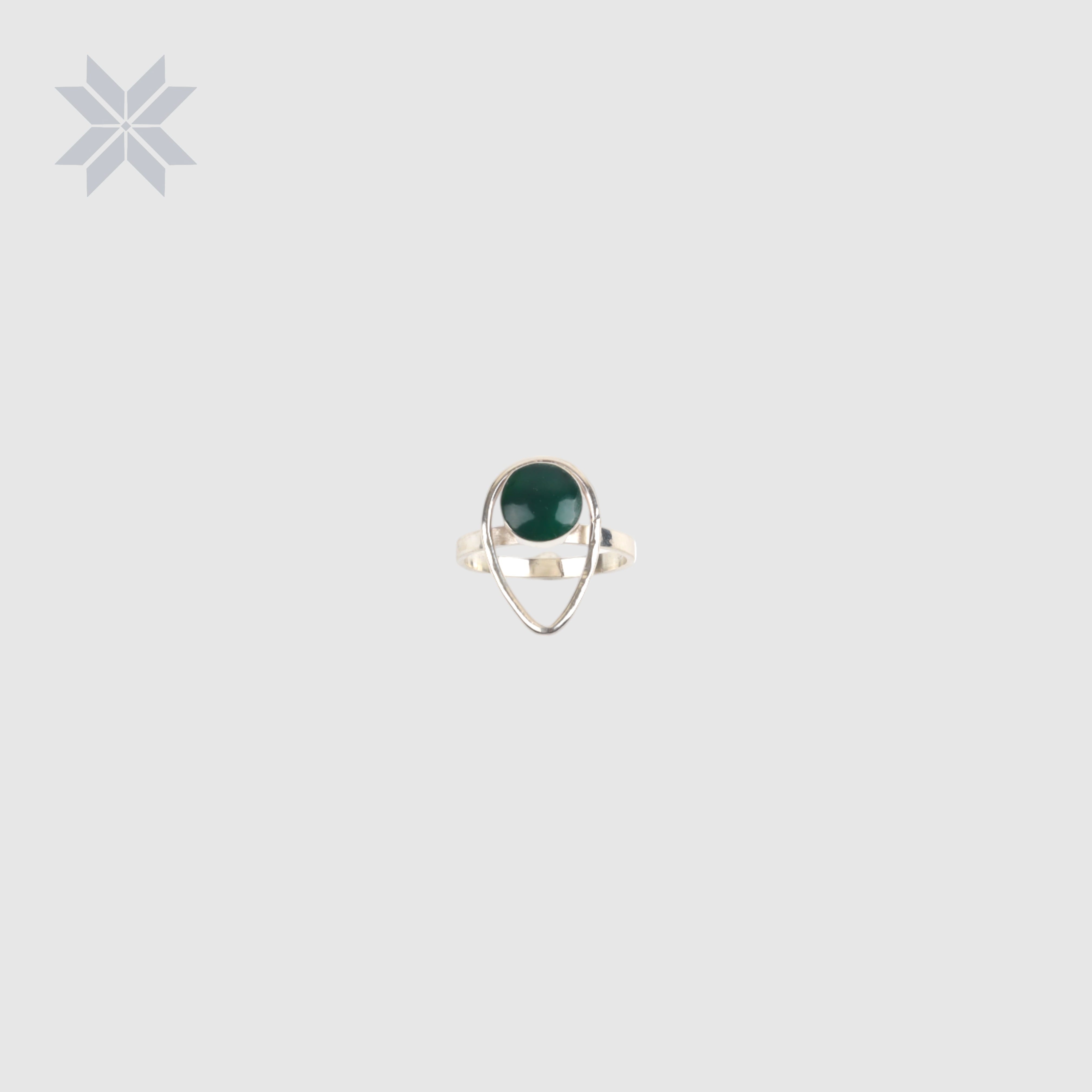 Green Agate “Deer Eye” Necklace, Earing, Ring Set