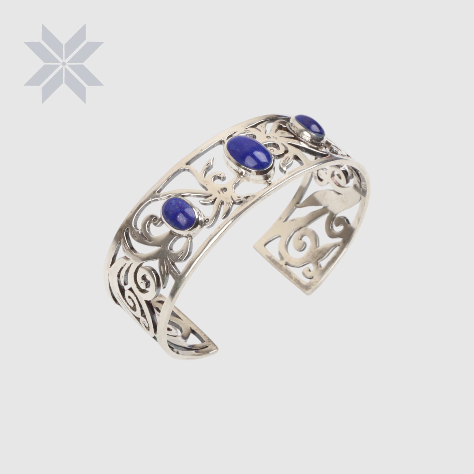 Handcrafted Silver Lapis Lazuli Cuff Bracelet