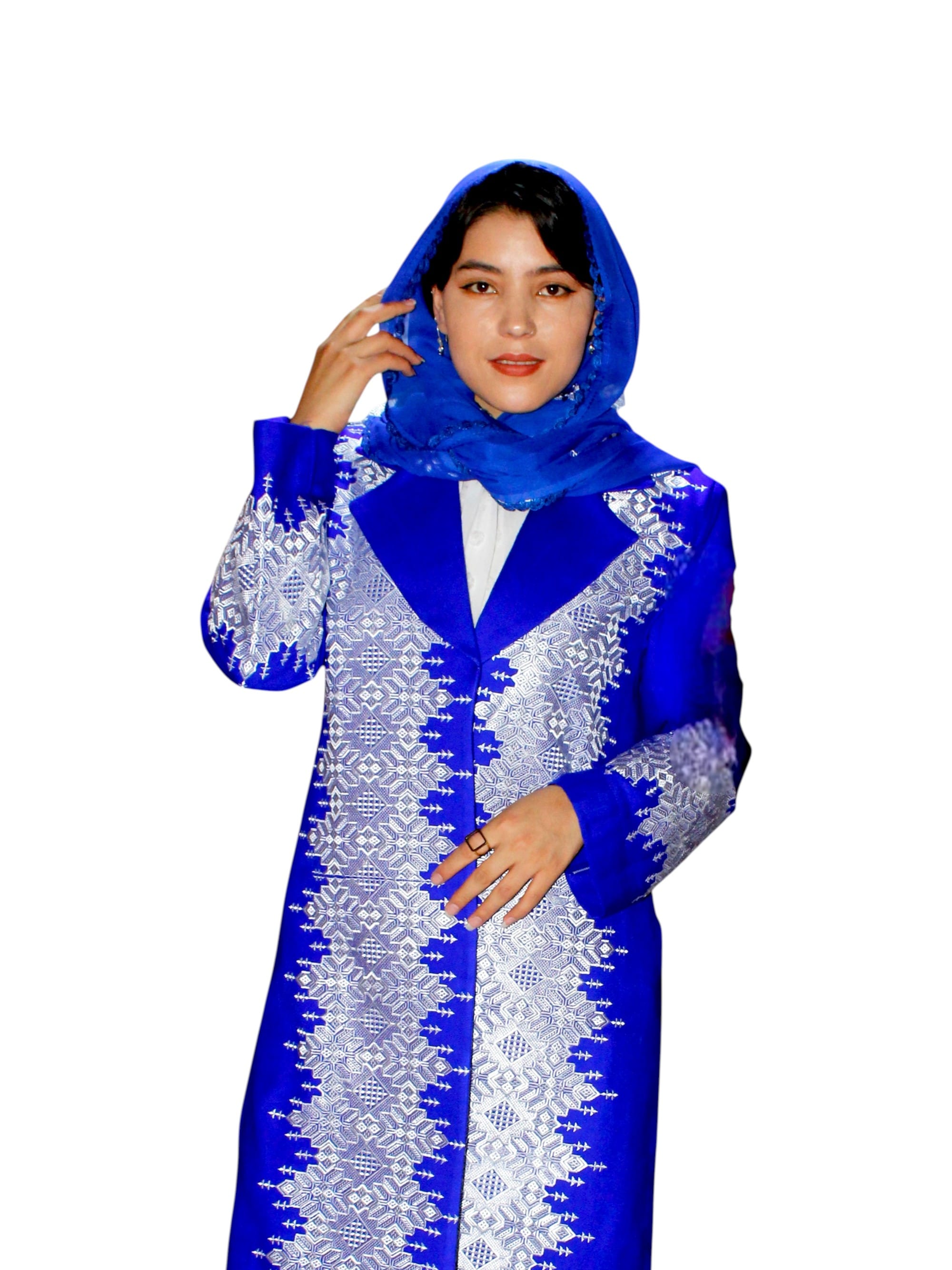 Royal Blue Hazaragi  Embroidered Coat