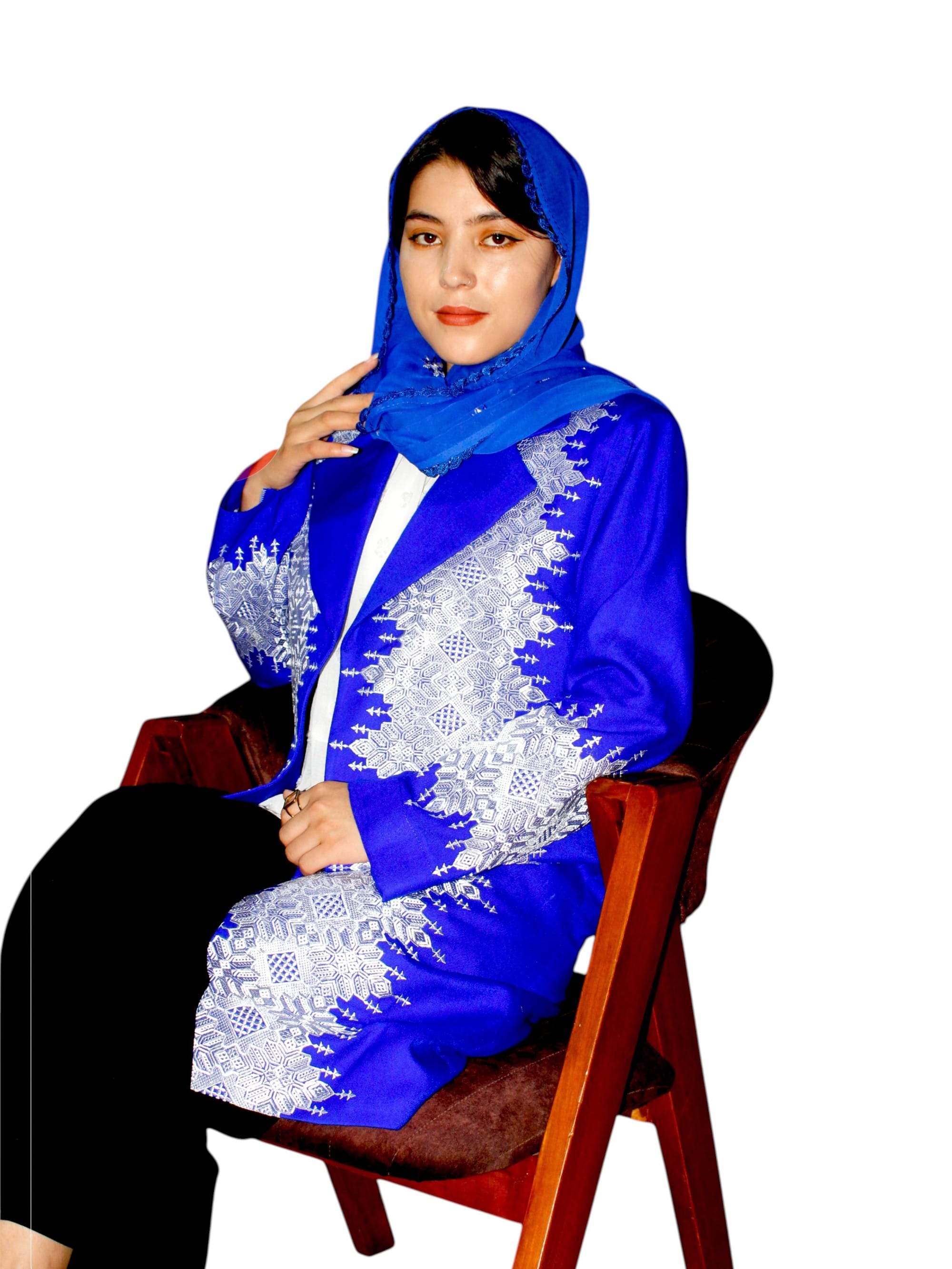 Royal Blue Hazaragi  Embroidered Coat
