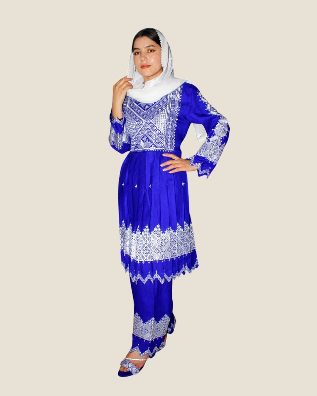 Hazaragi Blue Dress, Classic Afghan Gulduzi Dress Set