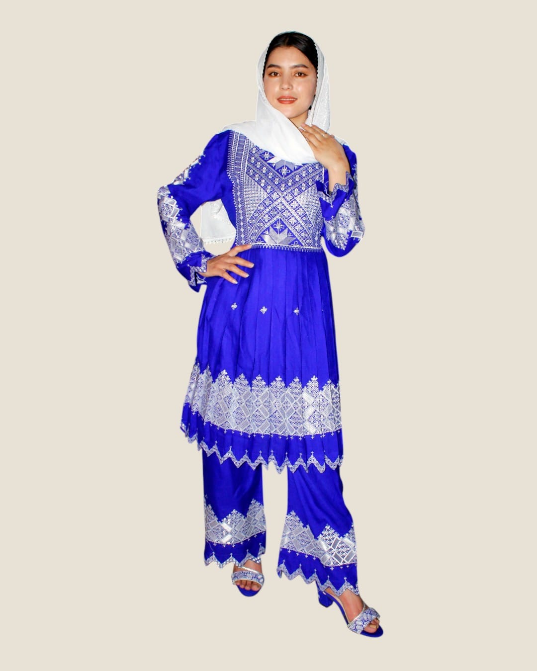 Hazaragi Blue Dress, Classic Afghan Gulduzi Dress Set