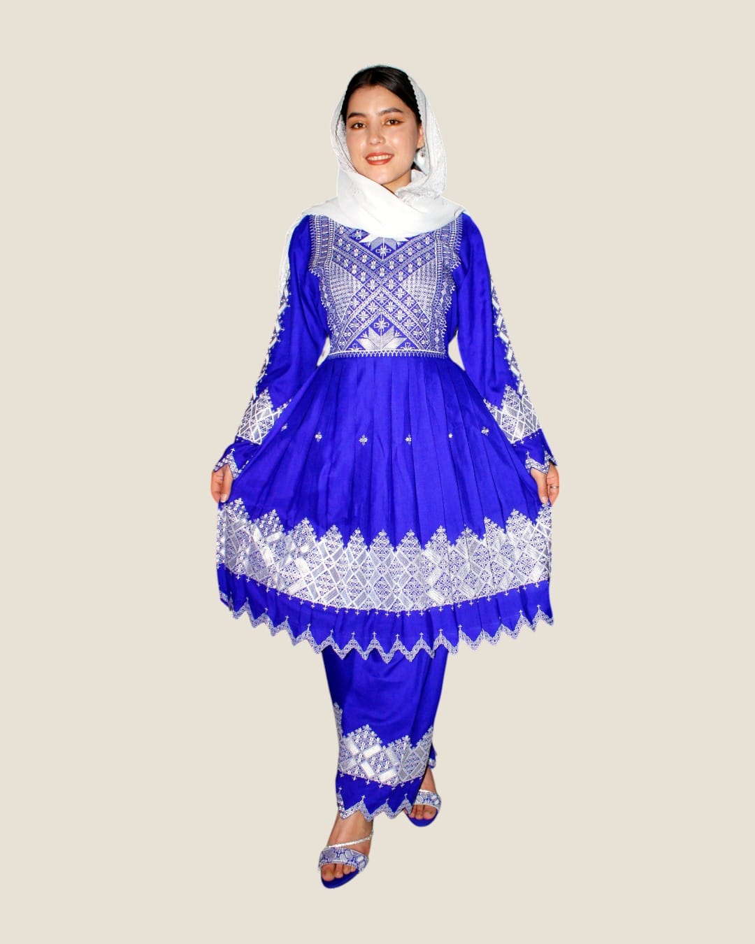 Hazaragi Blue Dress, Classic Afghan Gulduzi Dress Set