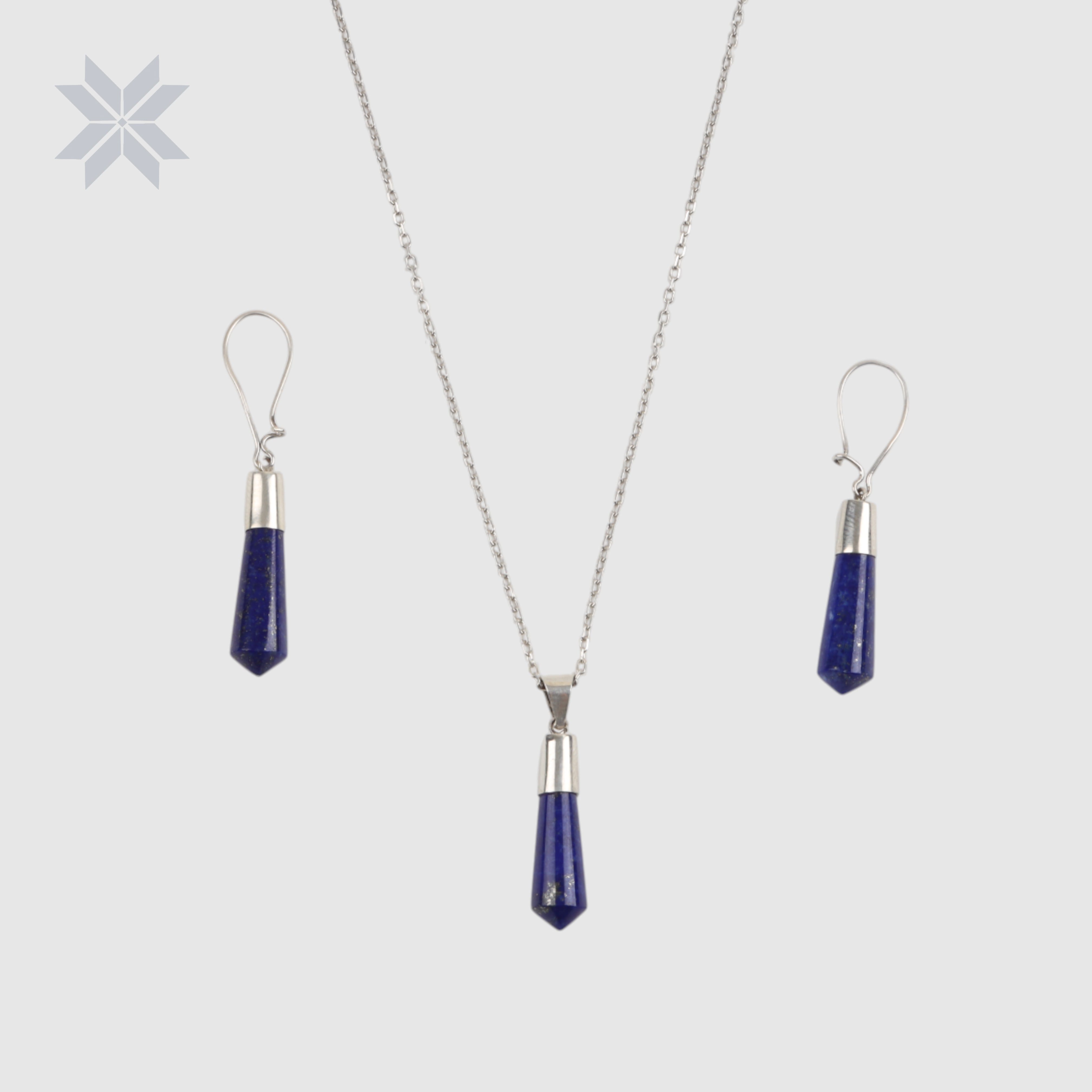 Handcrafted Silver Lapis Jewelry Set