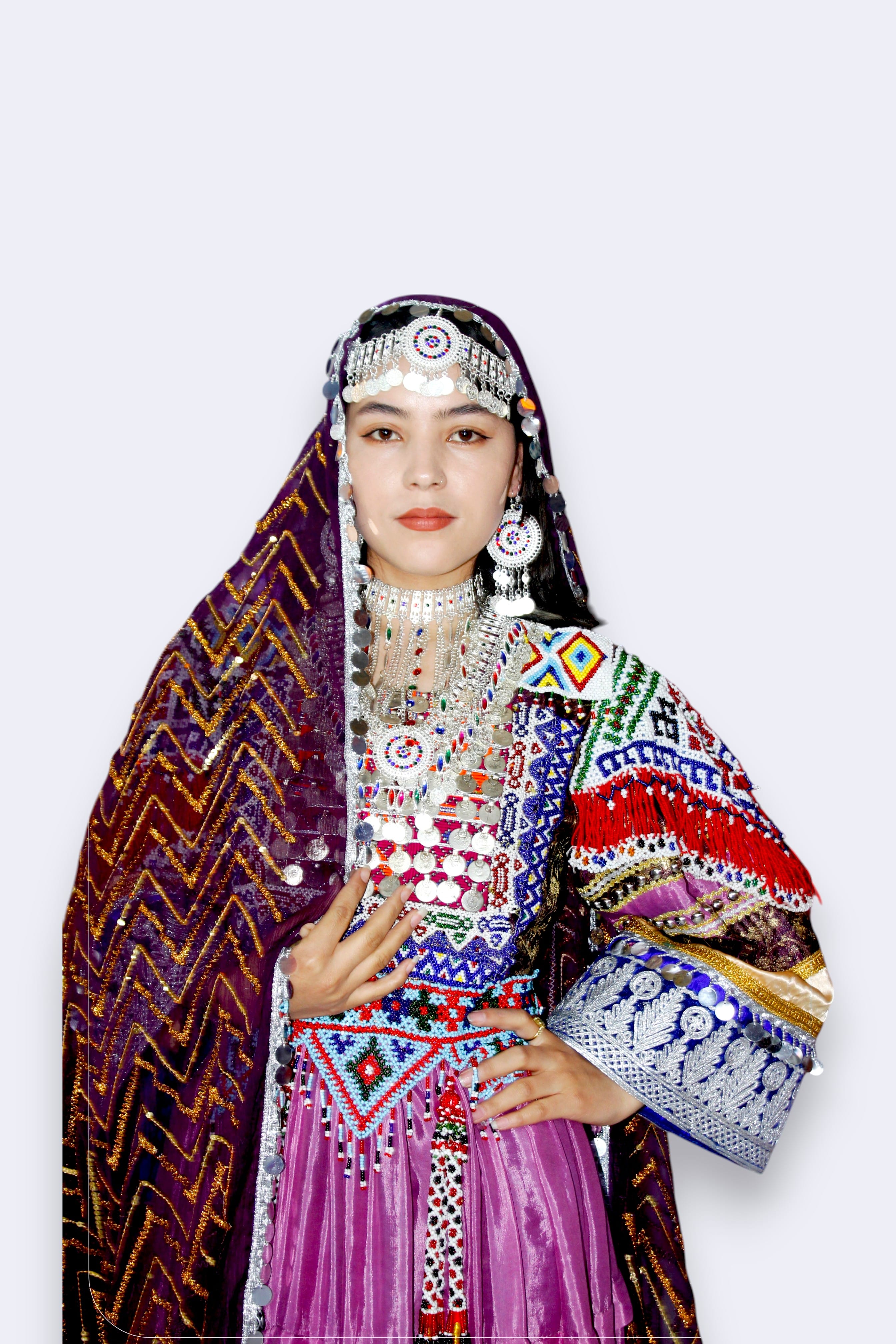 Beautiful Gande Afghani  | Vibrant Purple Afghan Kuchi Dress
