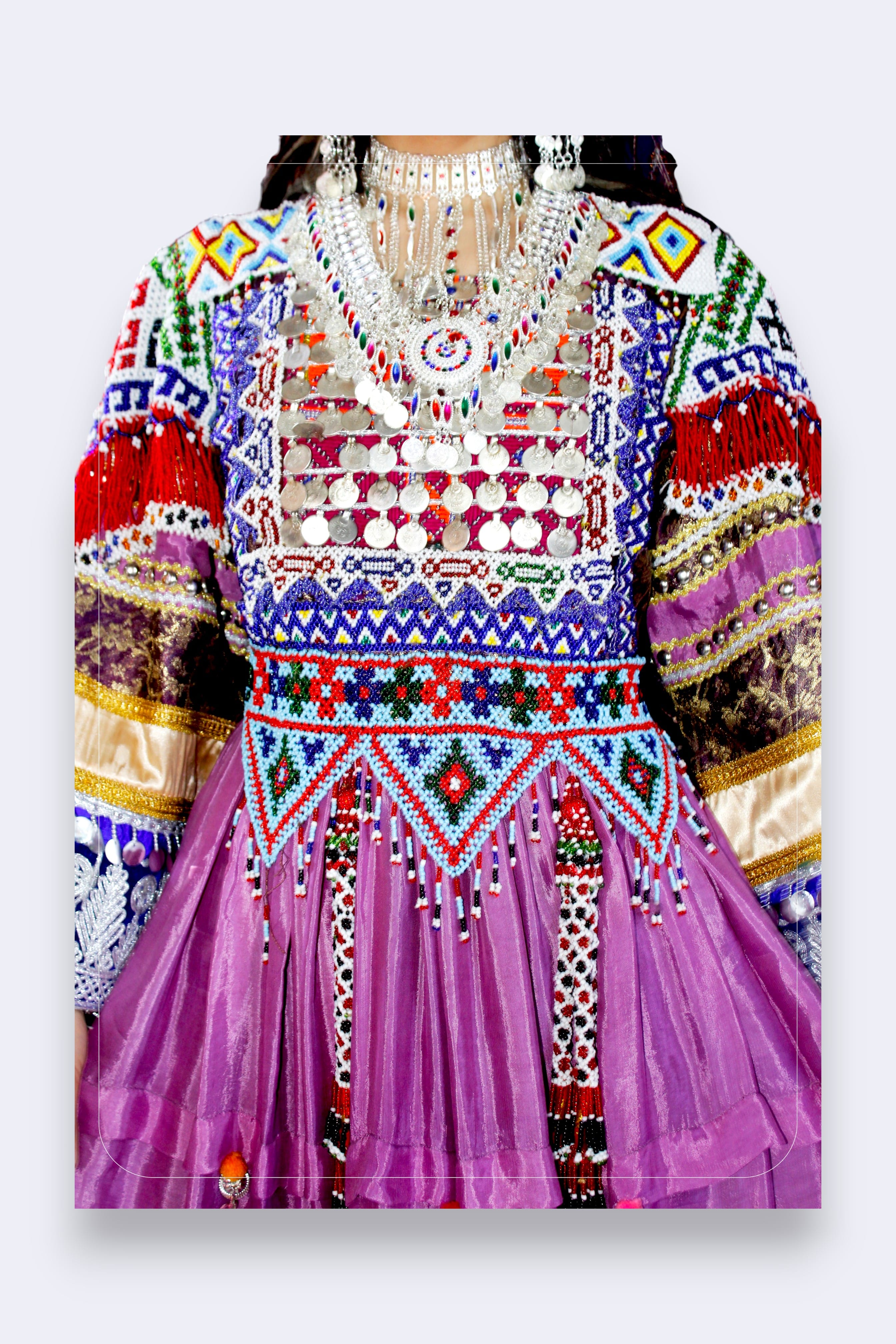 Beautiful Gande Afghani  | Vibrant Purple Afghan Kuchi Dress