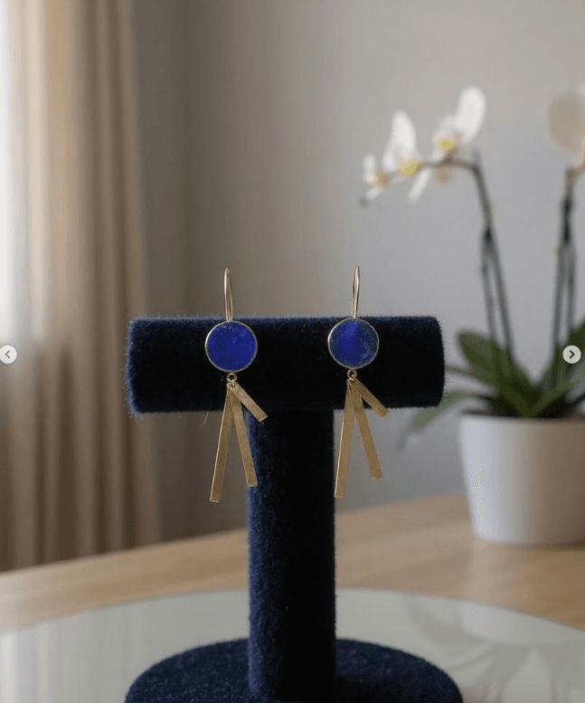 Blue Lapis Stone Earring | Gold Plated Dangle Earrings
