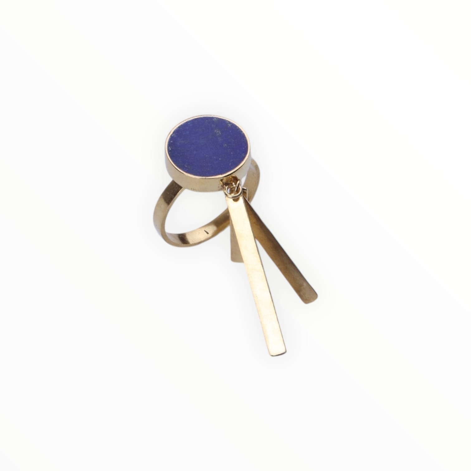 Lapis Earrings & Ring Set | Gold Plated Flat Round