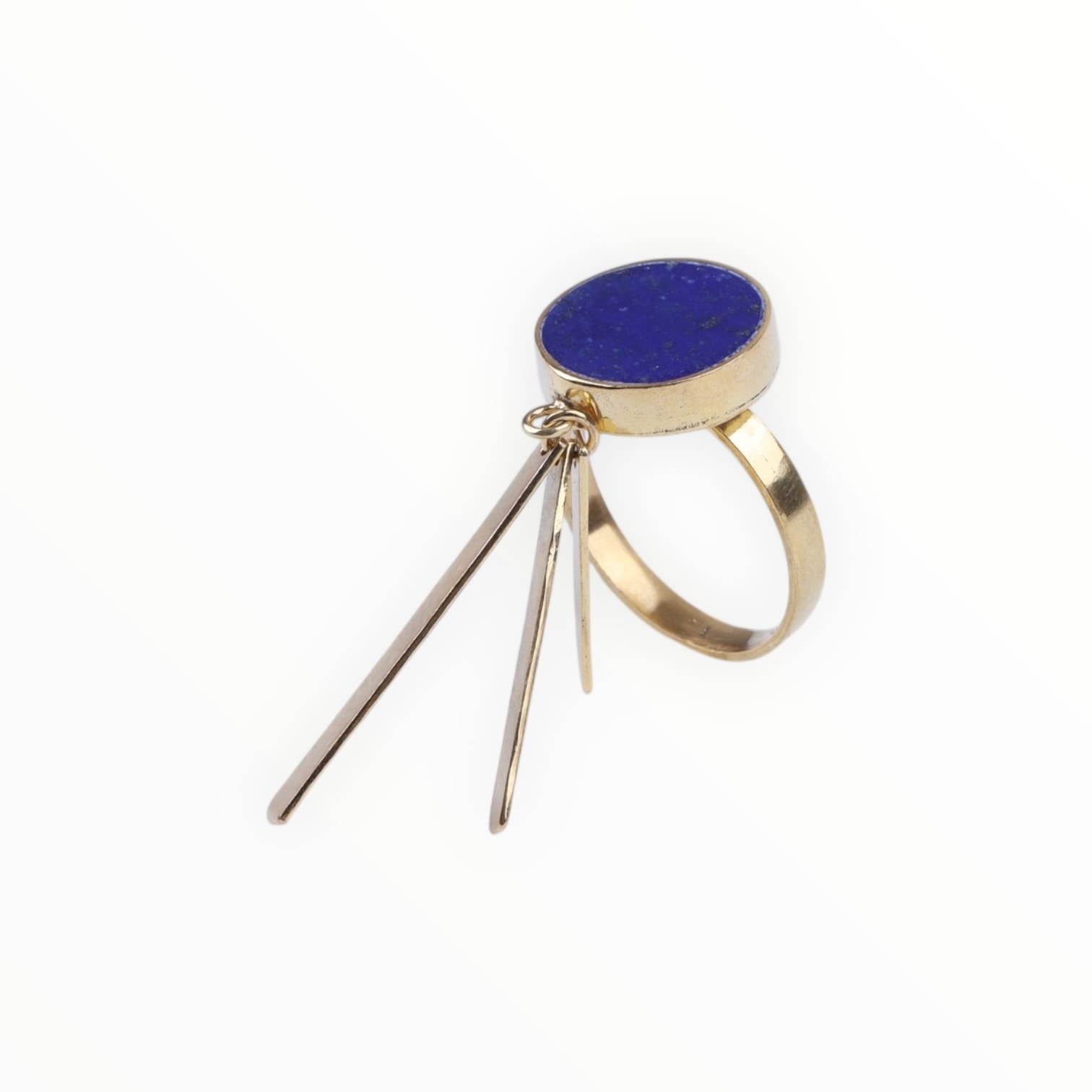 Lapis Earrings & Ring Set | Gold Plated Flat Round