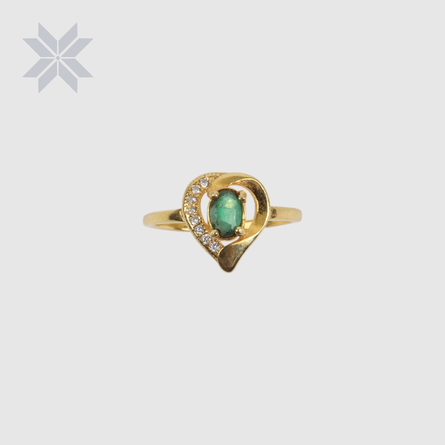 Teardrop Emerald Ring – Gold Plated with Delicate Crystals