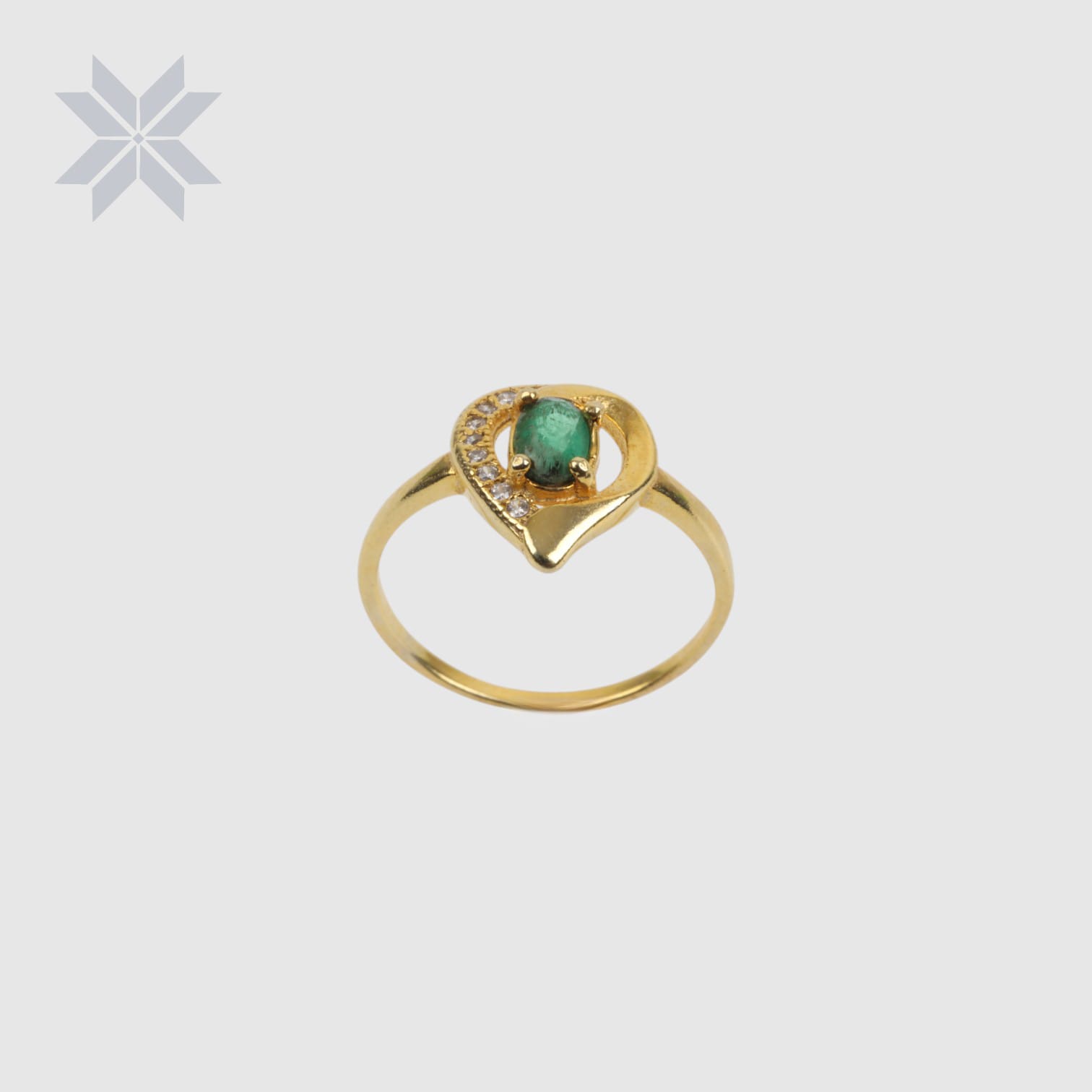 Teardrop Emerald Ring – Gold Plated with Delicate Crystals