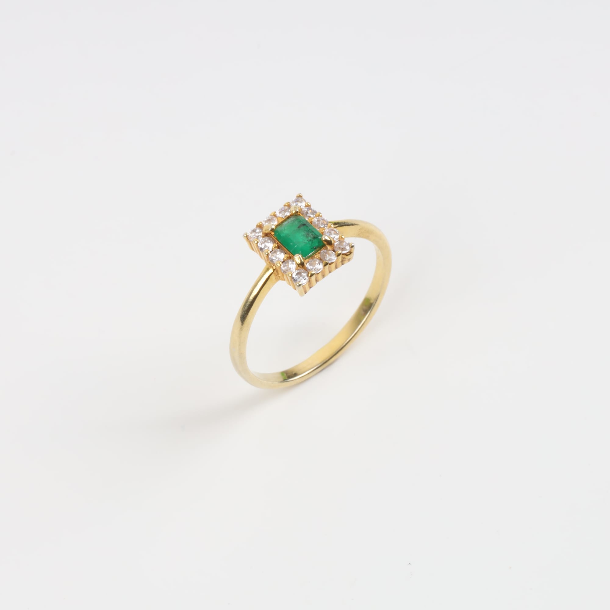 Emerald Engagement Ring – Gold Plated-New