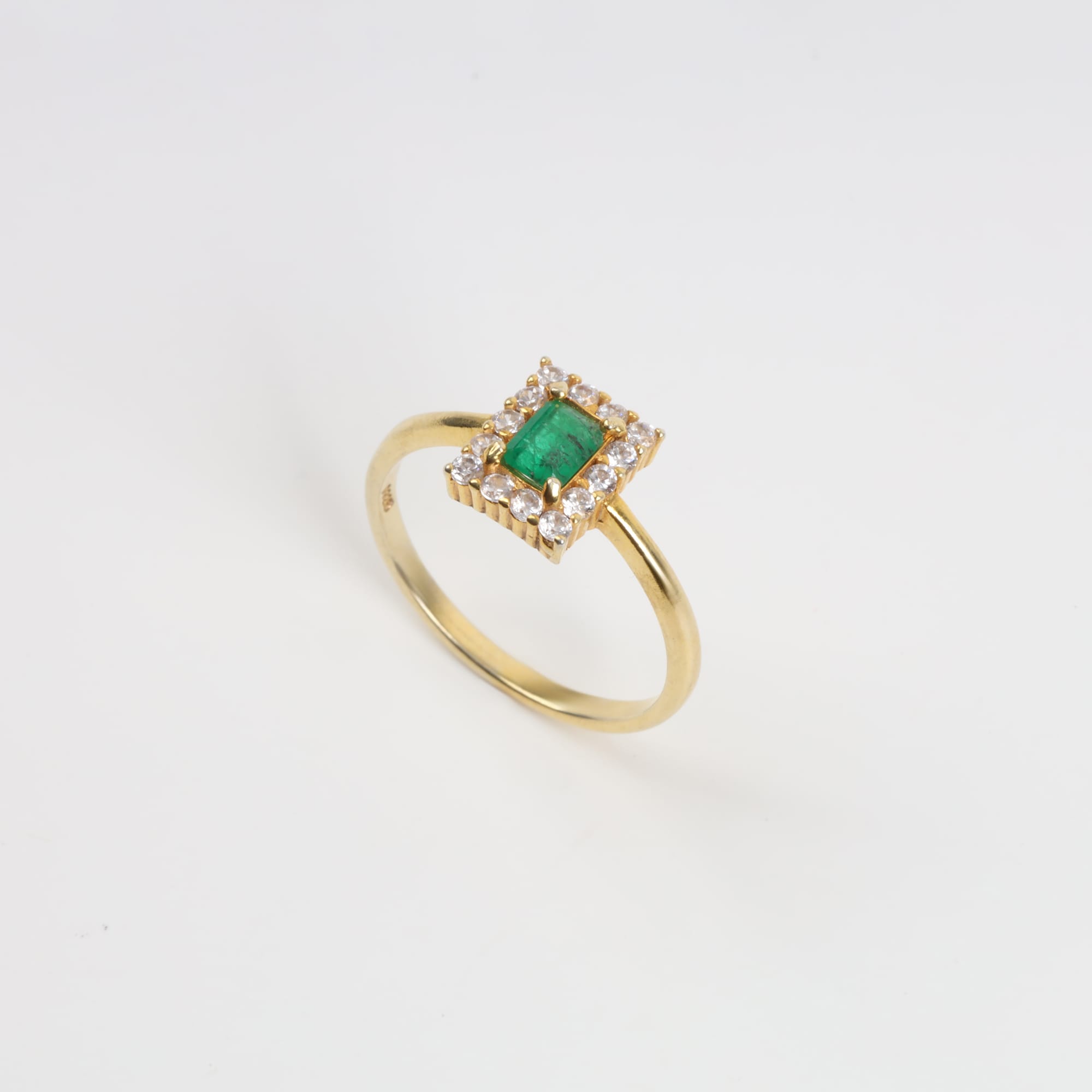 Emerald Engagement Ring – Gold Plated-New