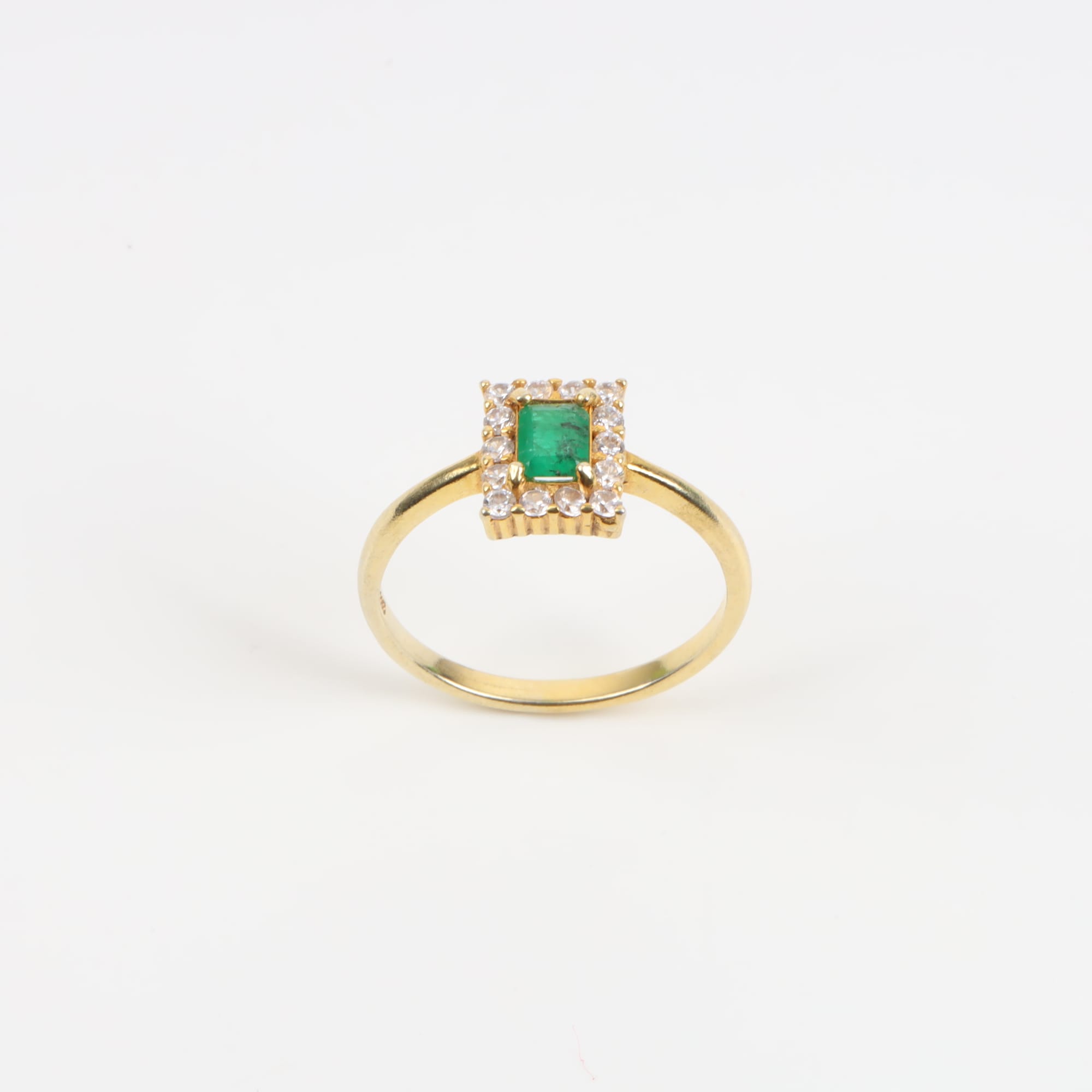 Emerald Engagement Ring – Gold Plated-New