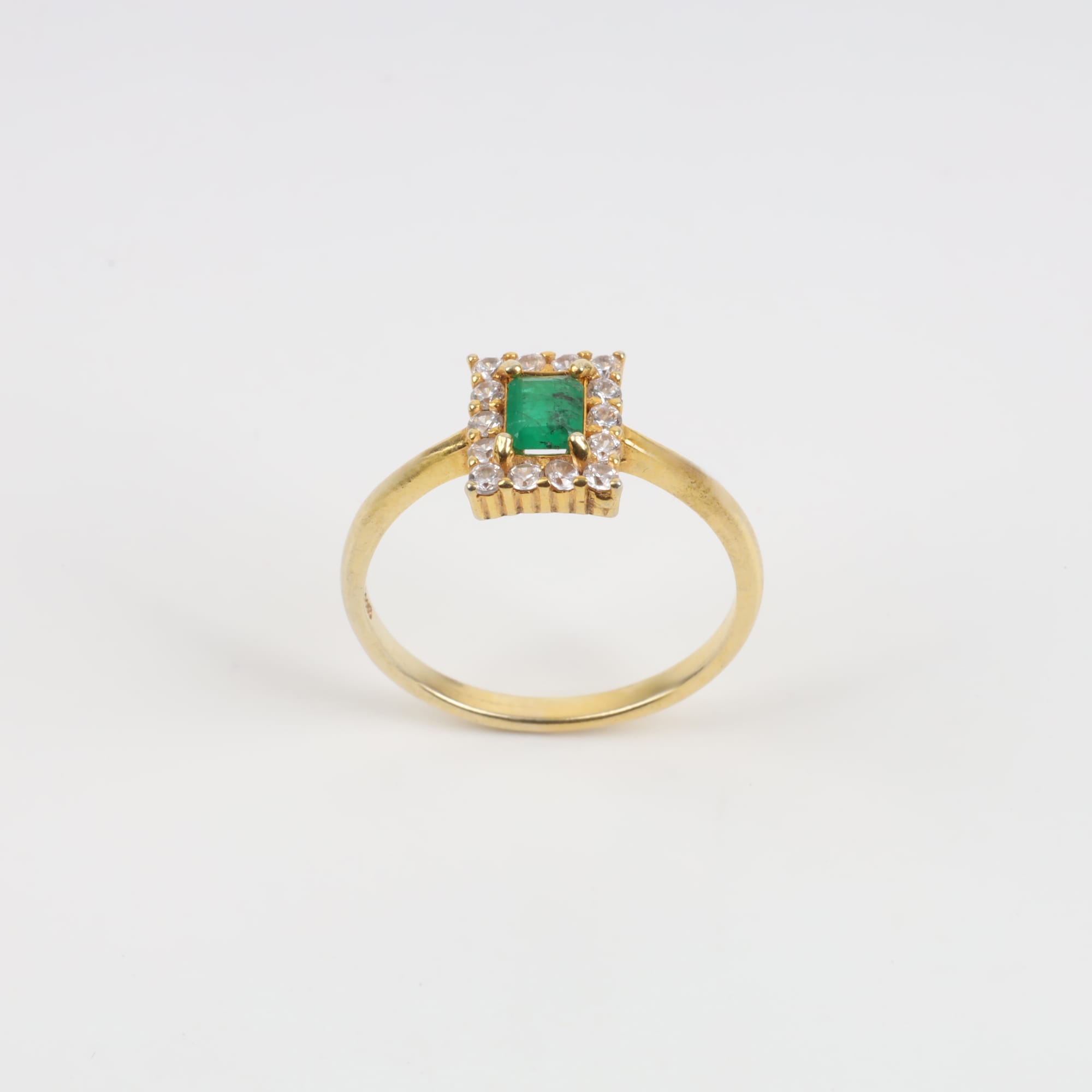 Emerald Engagement Ring – Gold Plated-New