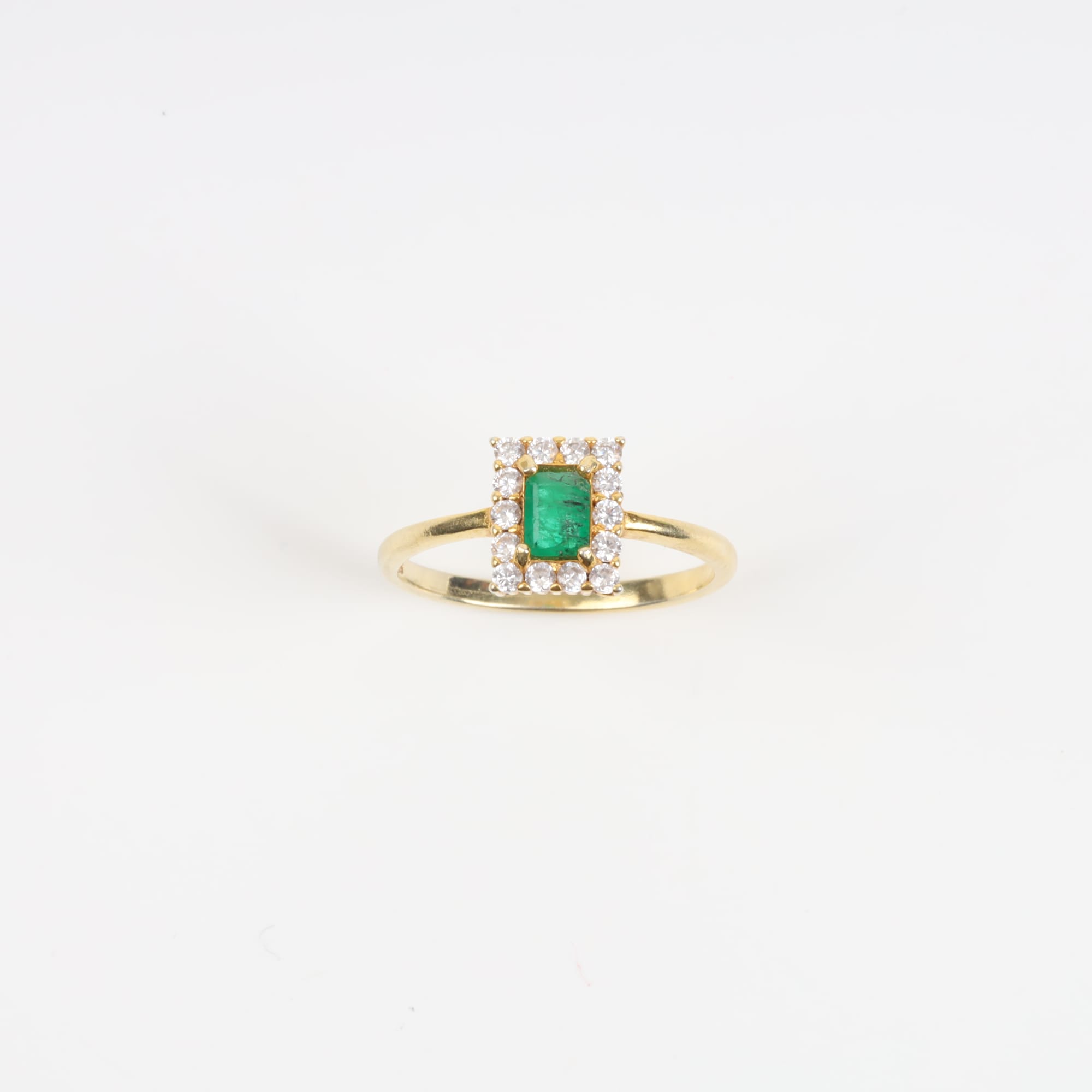 Emerald Engagement Ring – Gold Plated-New